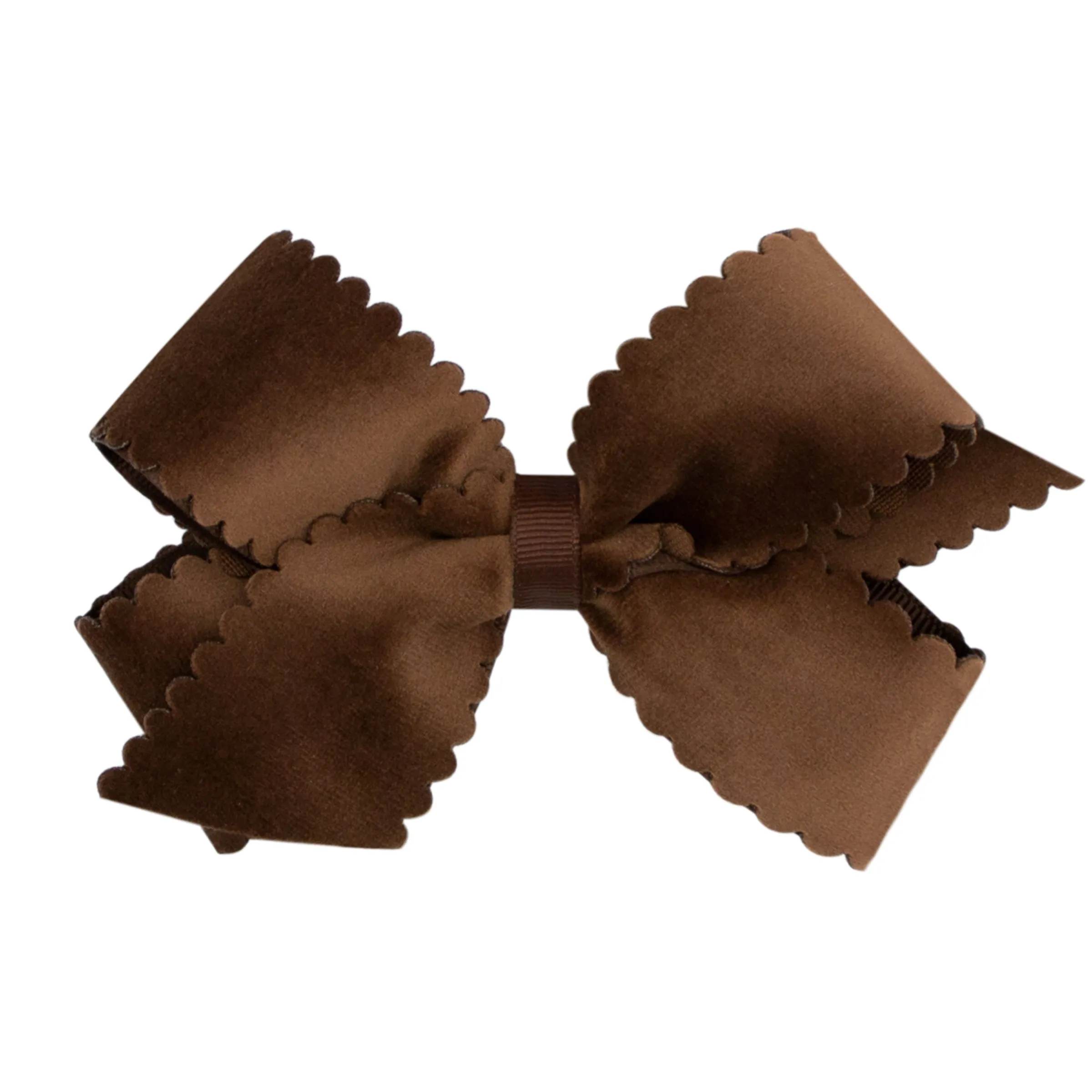 Small King Grosgrain with Scalloped Edge Faux Velvet Bow on Clippie