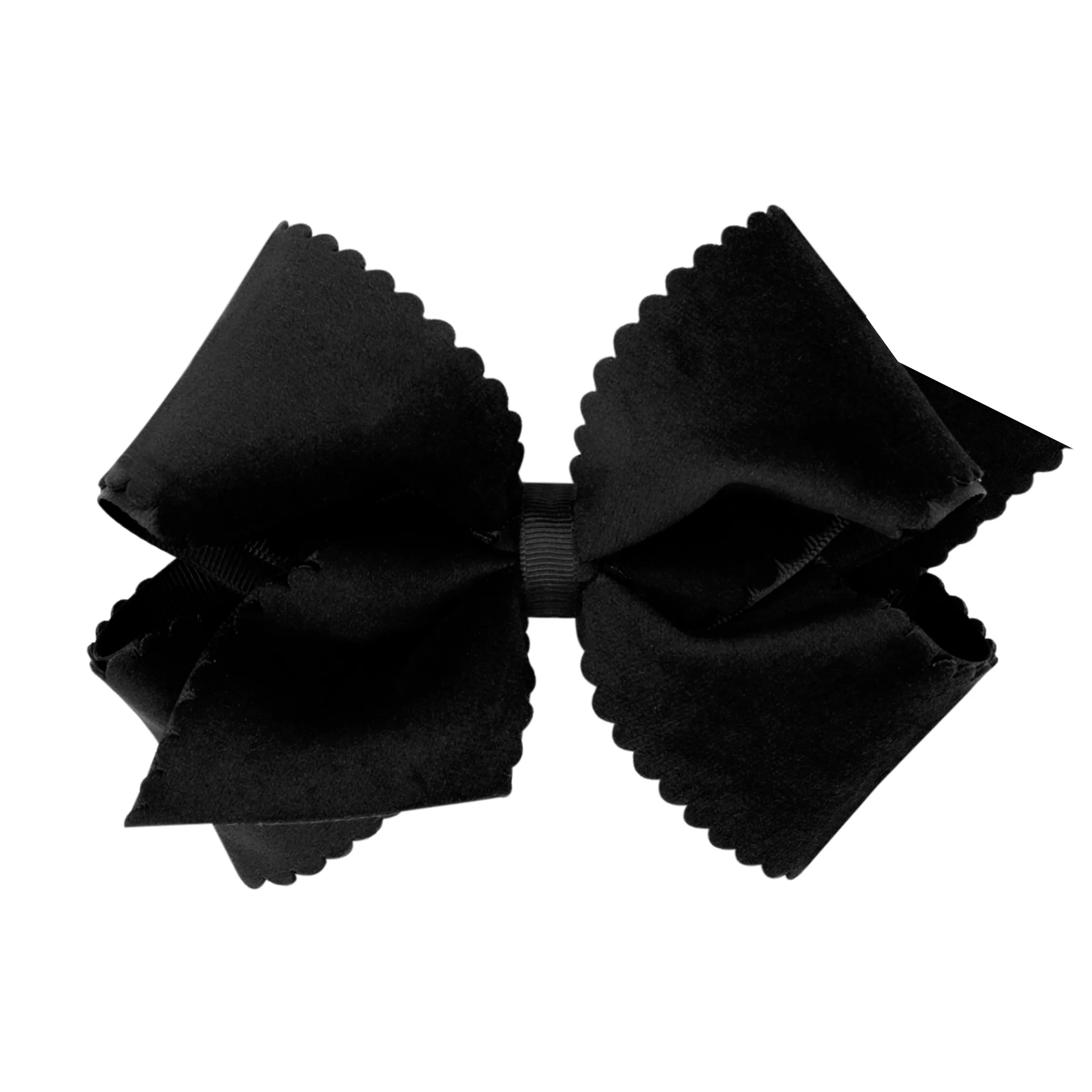 Small King Grosgrain with Scalloped Edge Faux Velvet Bow on Clippie