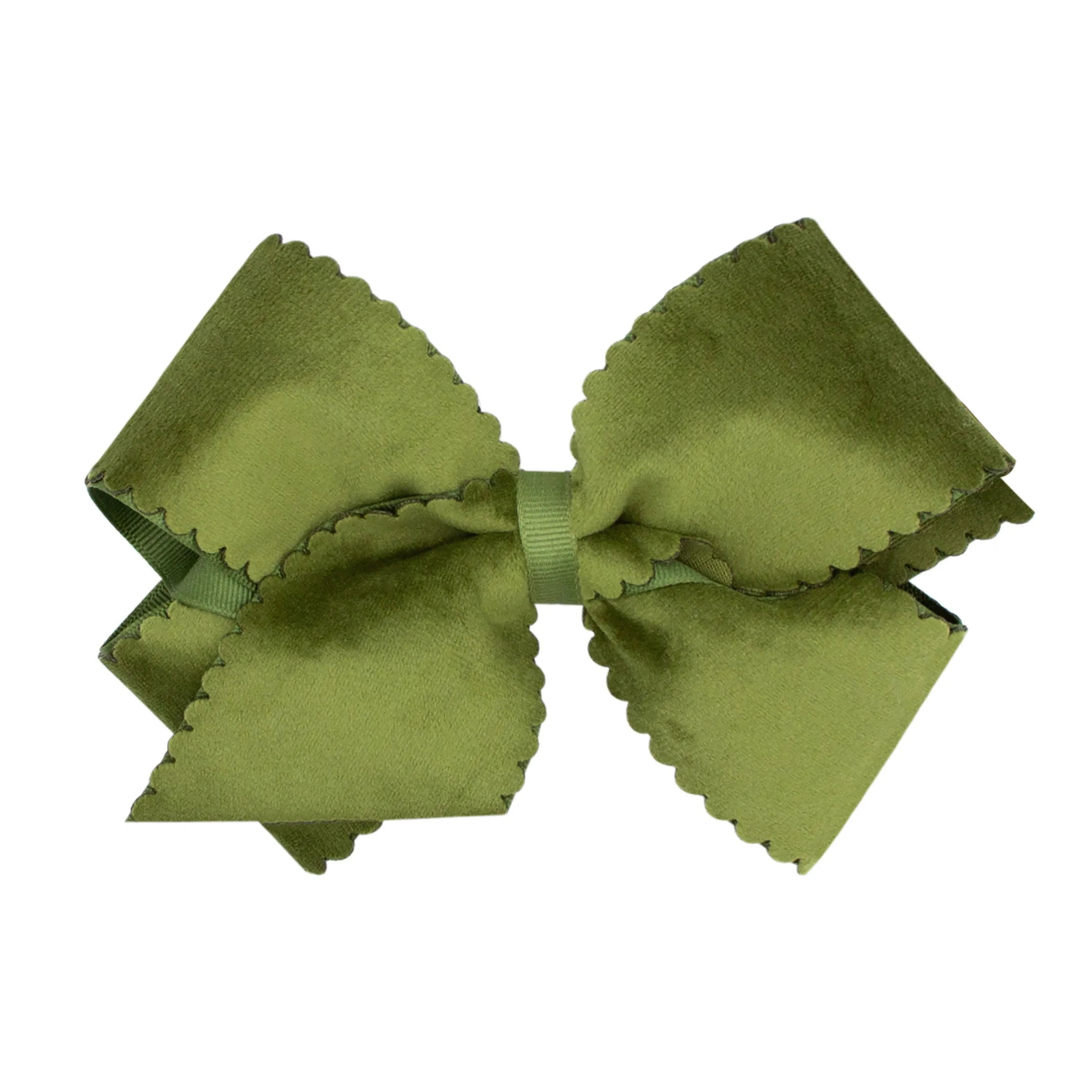 Small King Grosgrain with Scalloped Edge Faux Velvet Bow on Clippie
