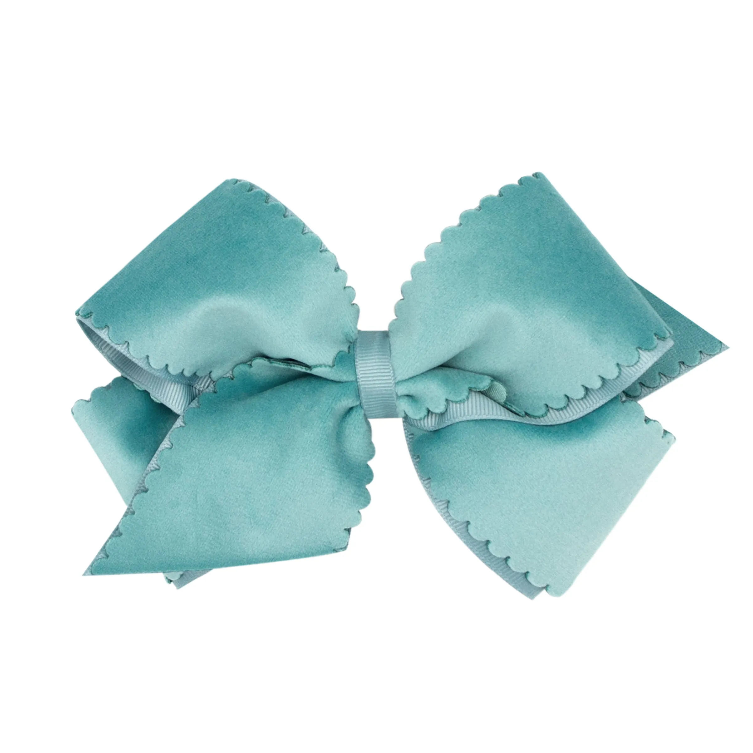 Small King Grosgrain with Scalloped Edge Faux Velvet Bow on Clippie