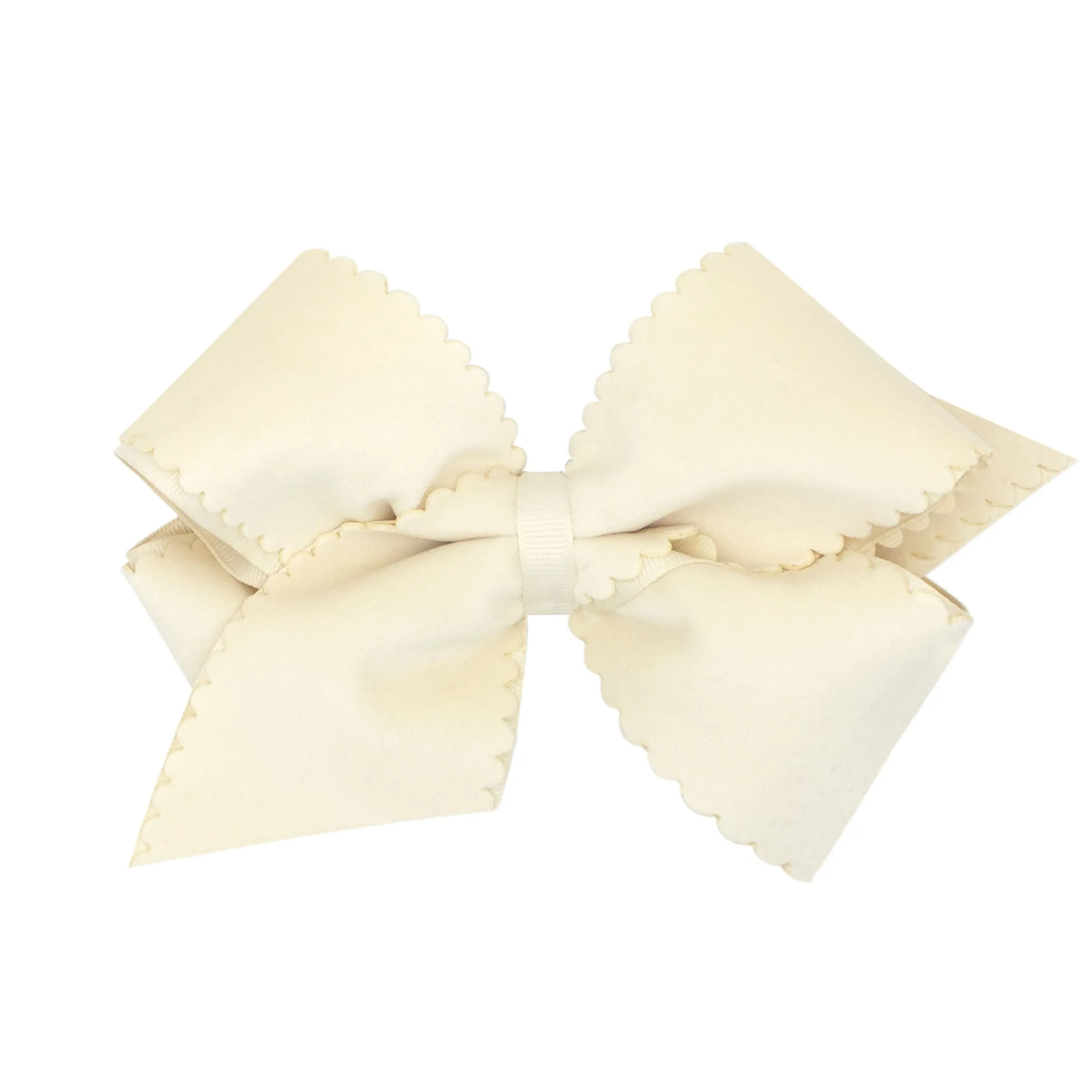 Small King Grosgrain with Scalloped Edge Faux Velvet Bow on Clippie