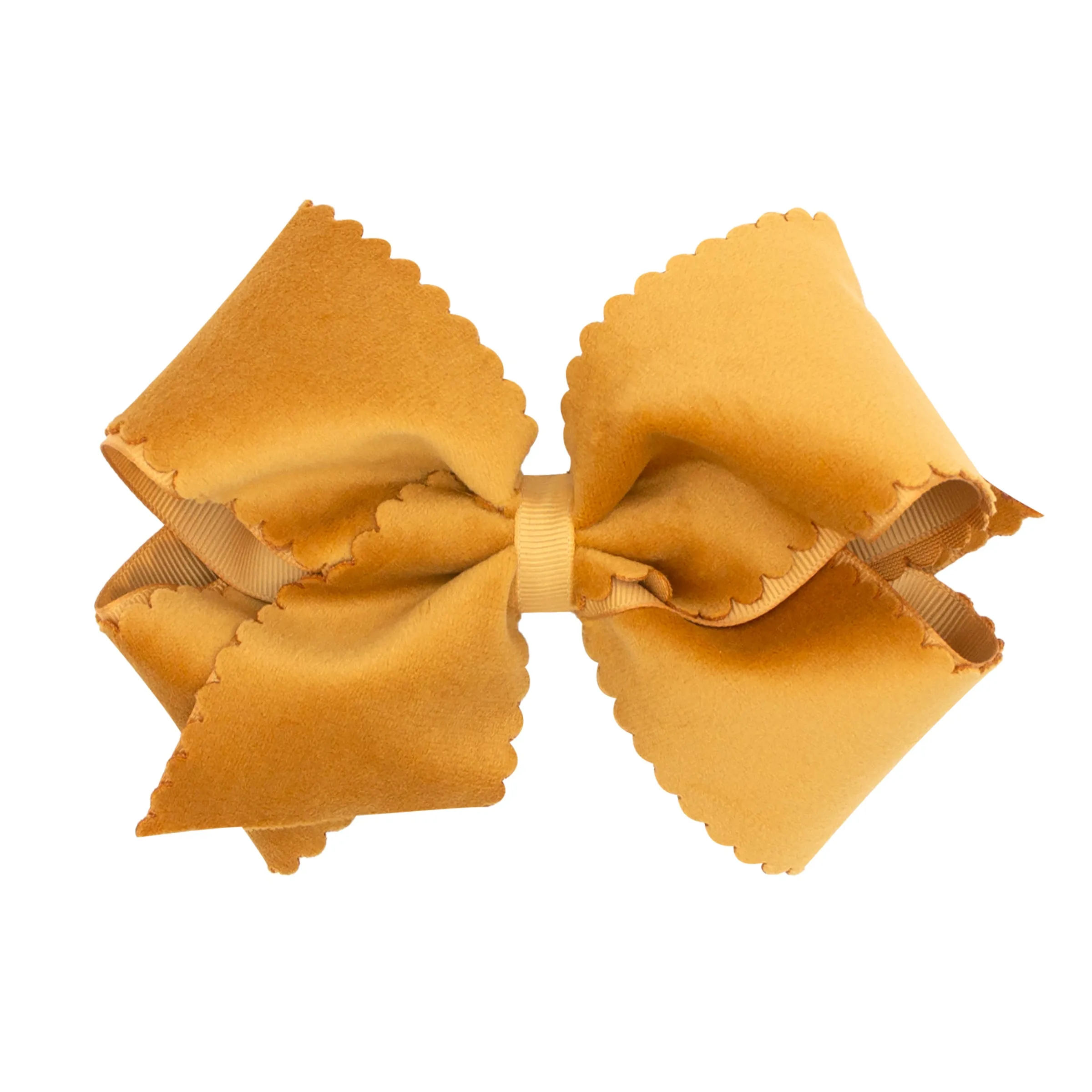 Small King Grosgrain with Scalloped Edge Faux Velvet Bow on Clippie
