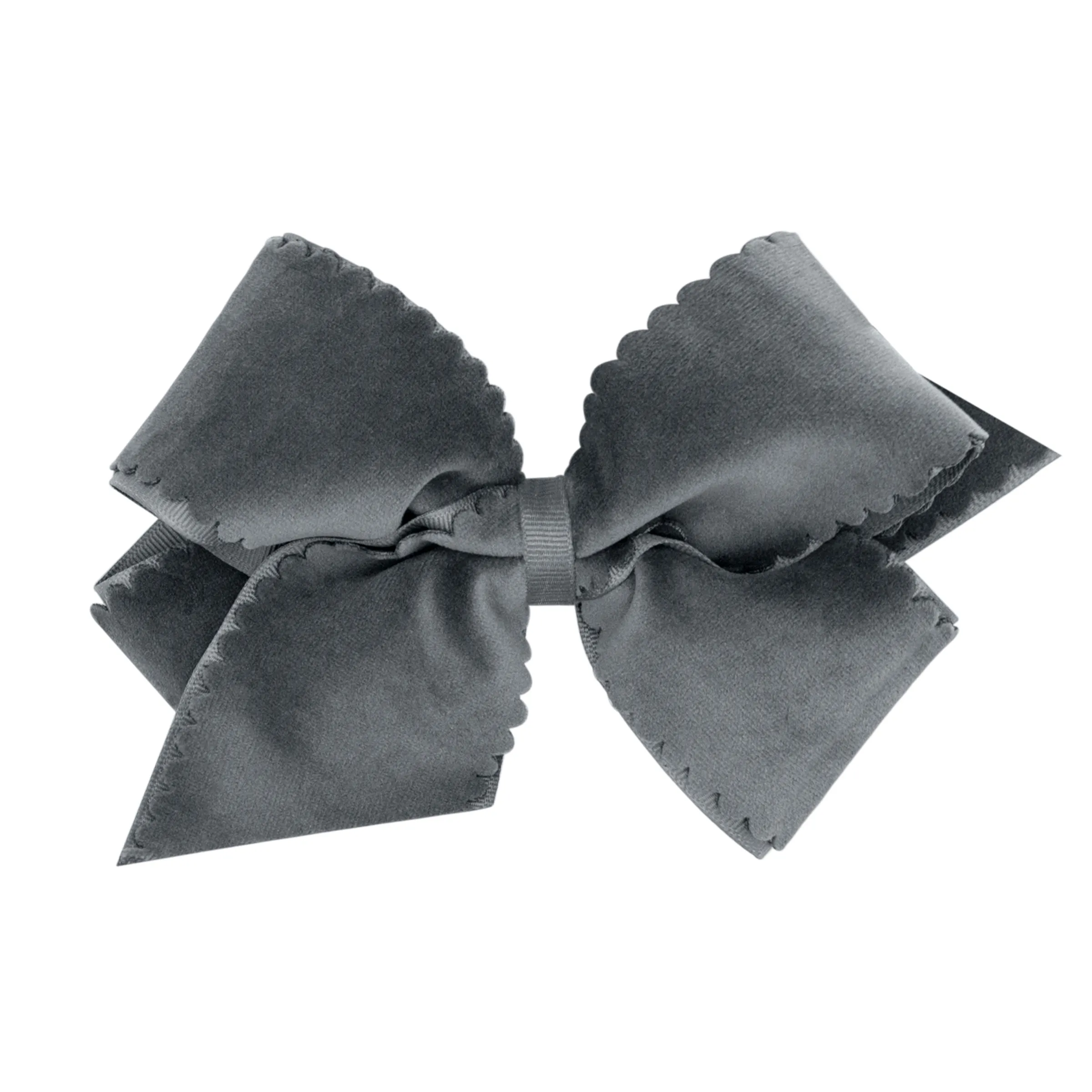 Small King Grosgrain with Scalloped Edge Faux Velvet Bow on Clippie
