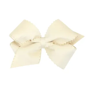 Small King Grosgrain with Scalloped Edge Faux Velvet Bow on Clippie