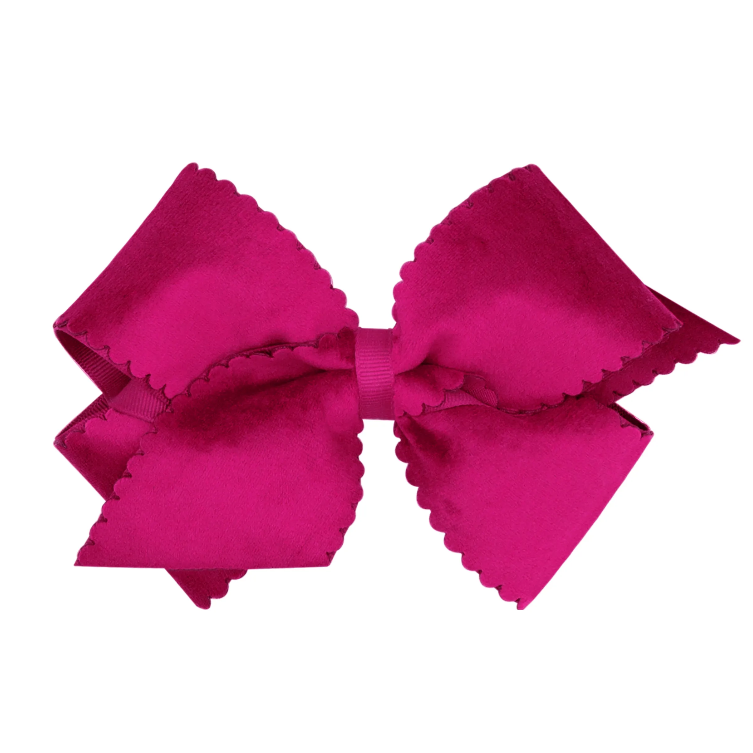 Small King Grosgrain with Scalloped Edge Faux Velvet Bow on Clippie