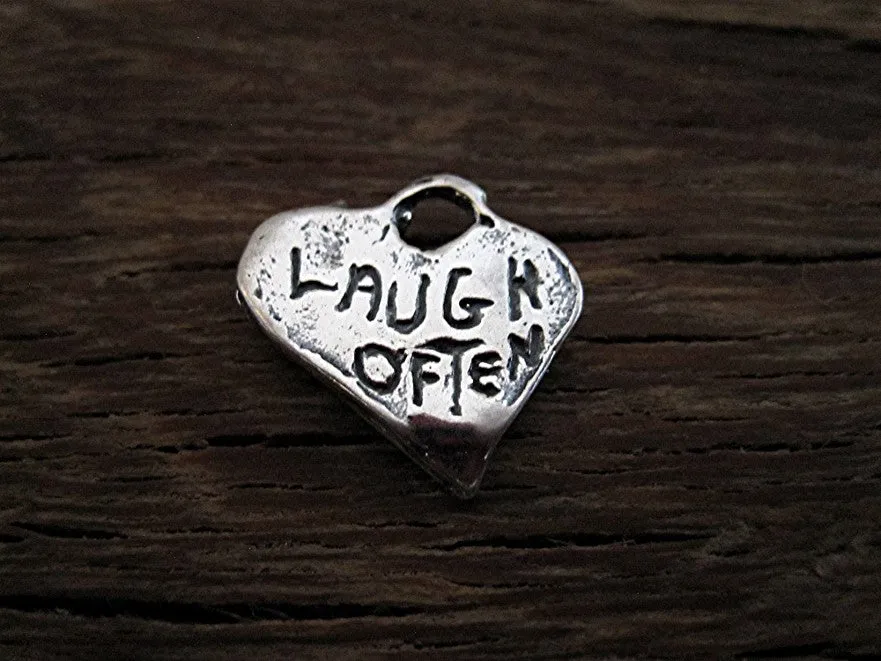 Sterling Silver Artisan Heart with Flowers Charm and Pendant