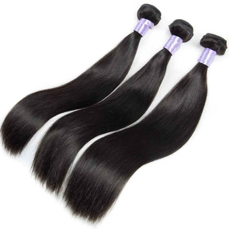 Straight 3 Bundles With 2x6 Lace Closure Peruvian Virgin Human Hair