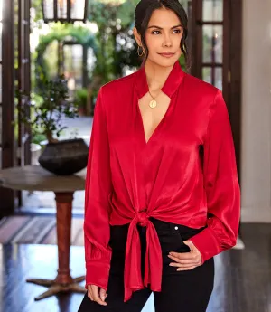 Tie-Front Satin Top