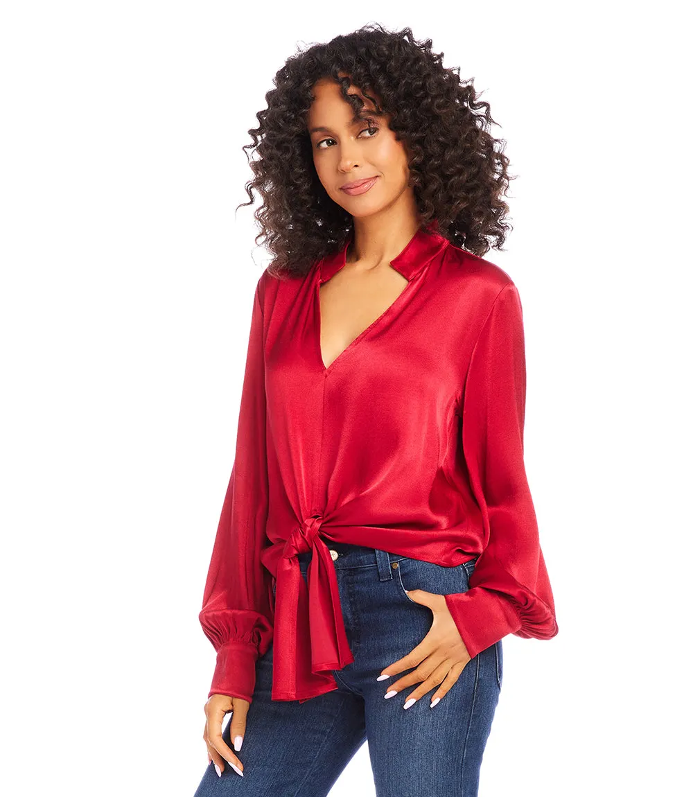 Tie-Front Satin Top