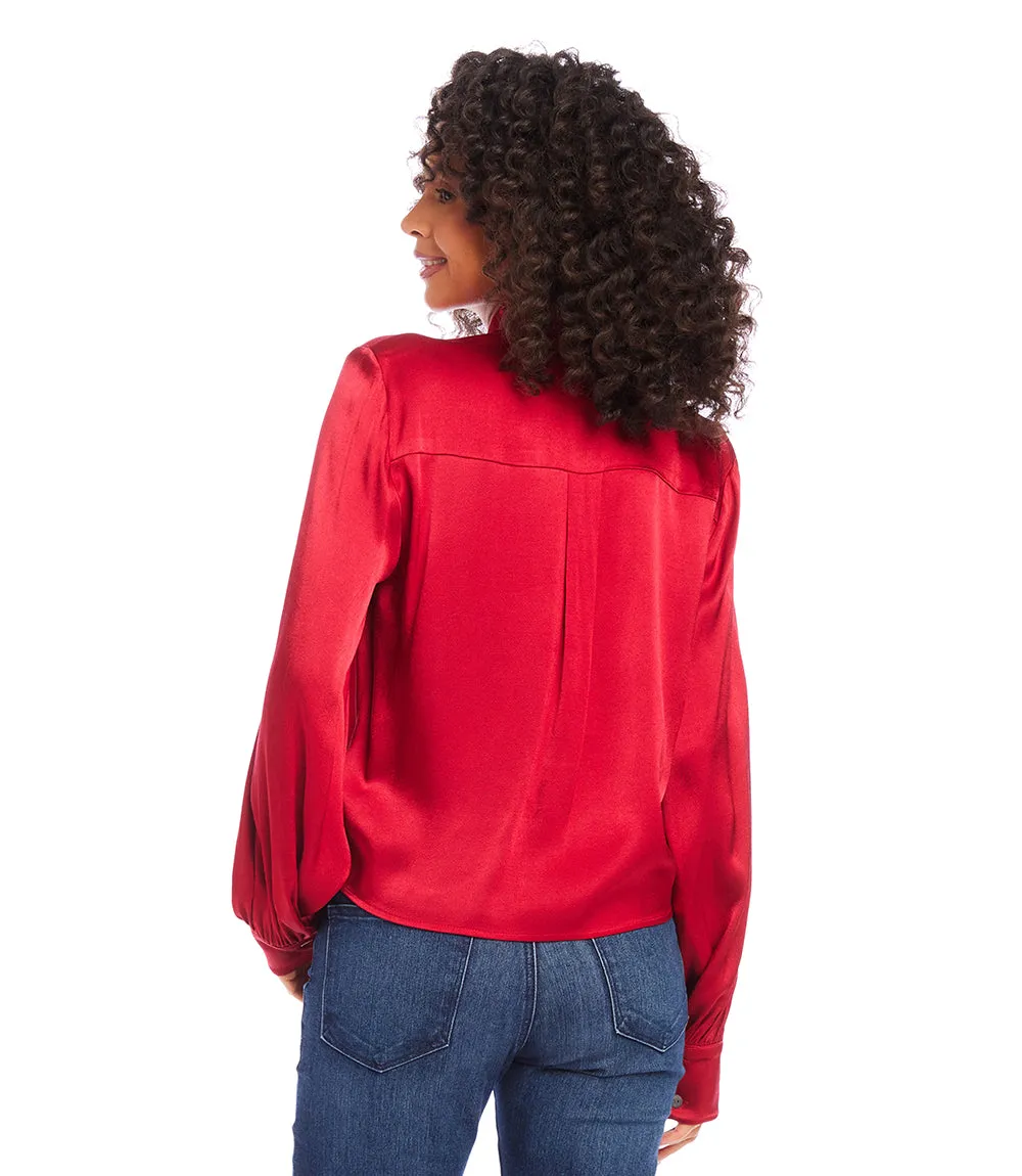 Tie-Front Satin Top