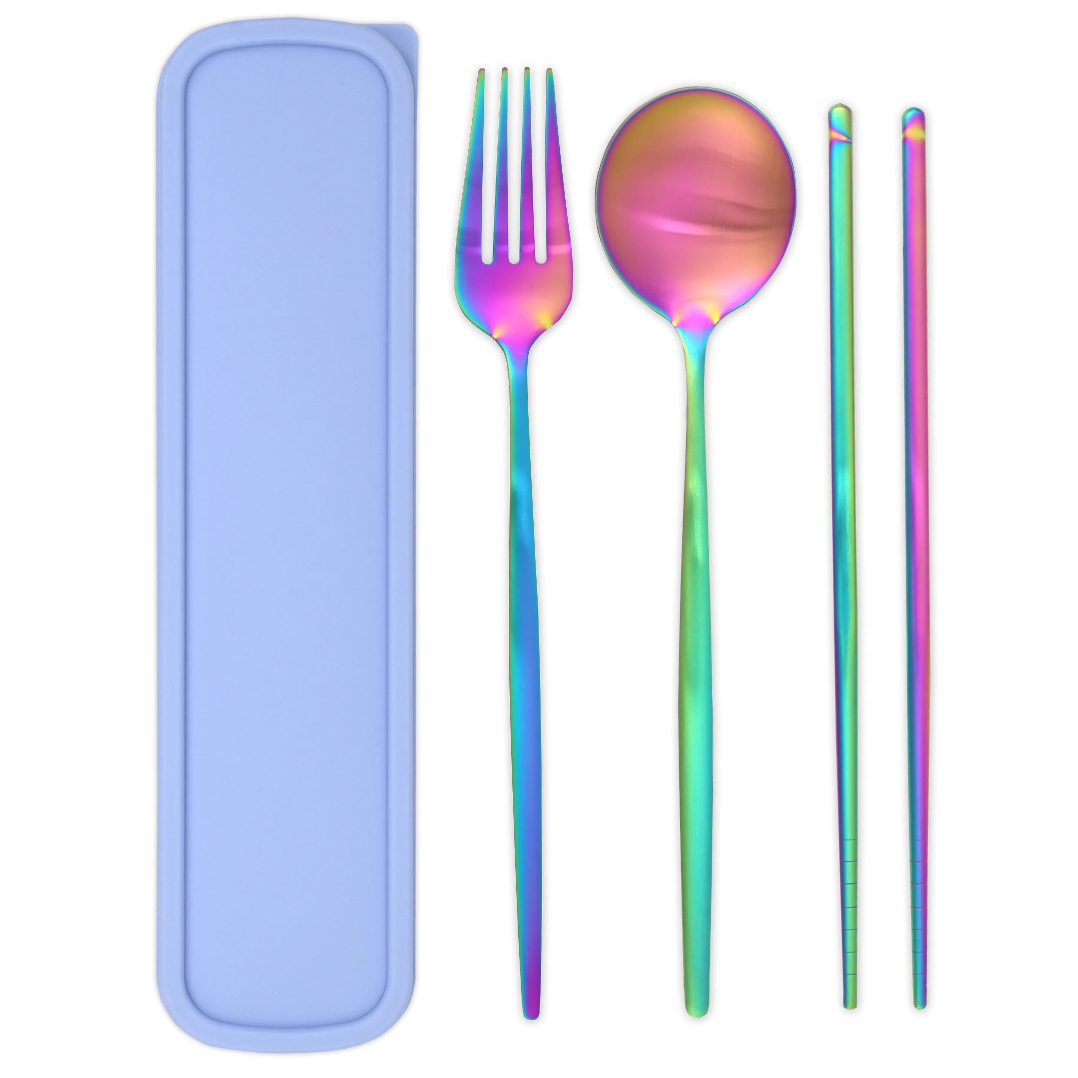 Travel Cutlery Box Set w/ Chopsticks (Satin Rainbow)