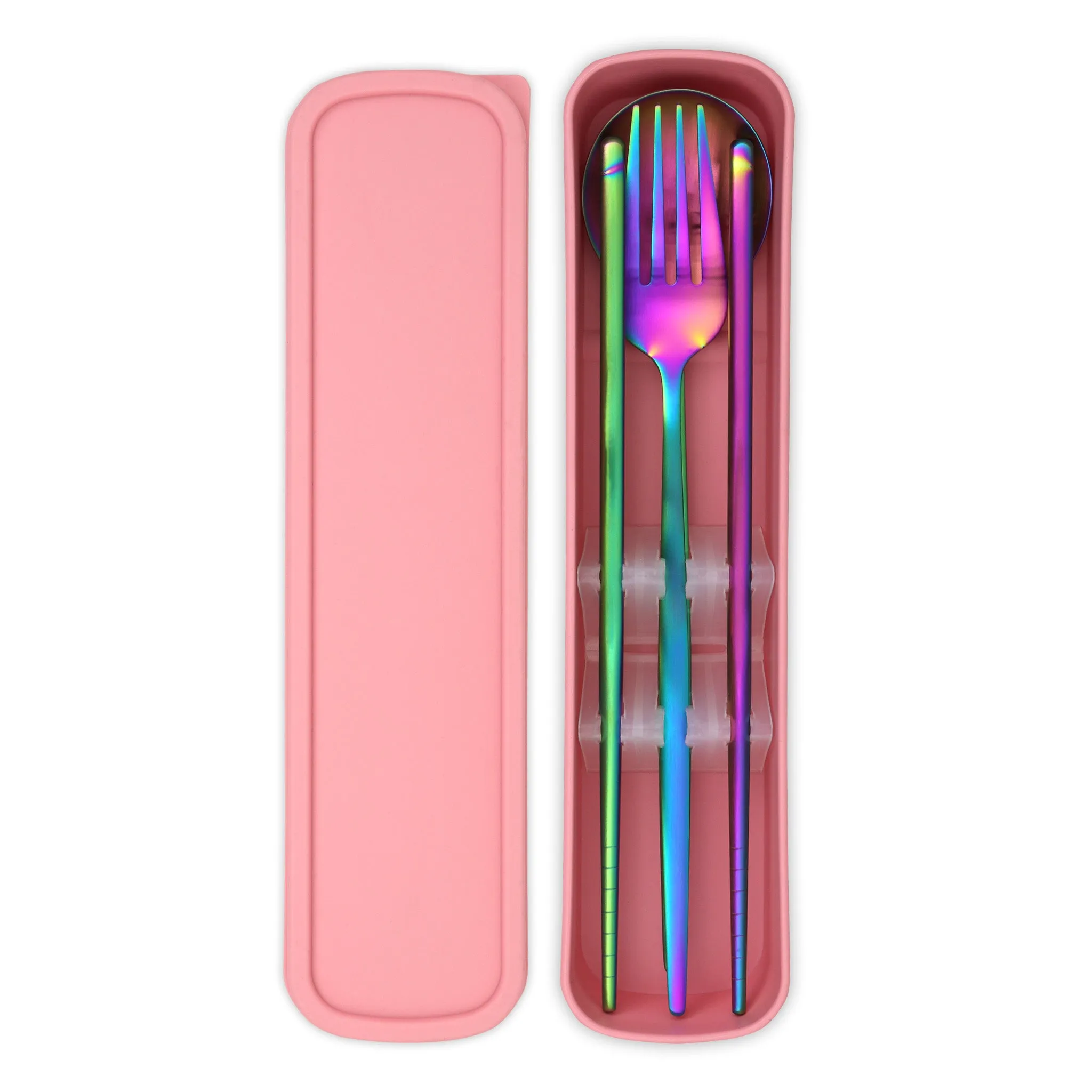 Travel Cutlery Box Set w/ Chopsticks (Satin Rainbow)
