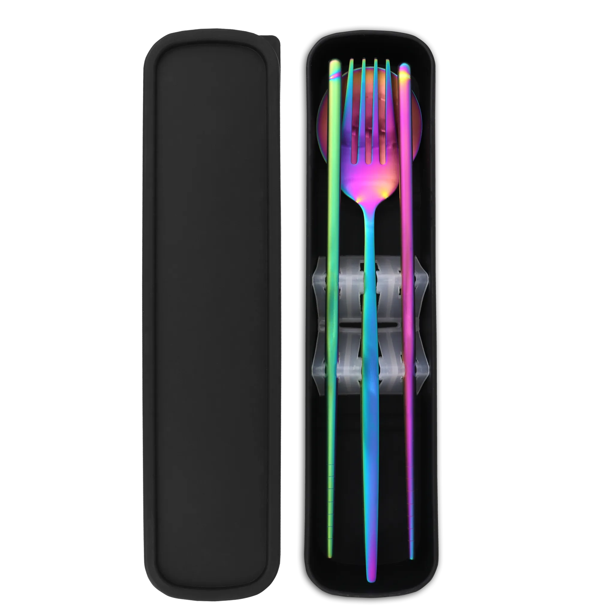 Travel Cutlery Box Set w/ Chopsticks (Satin Rainbow)
