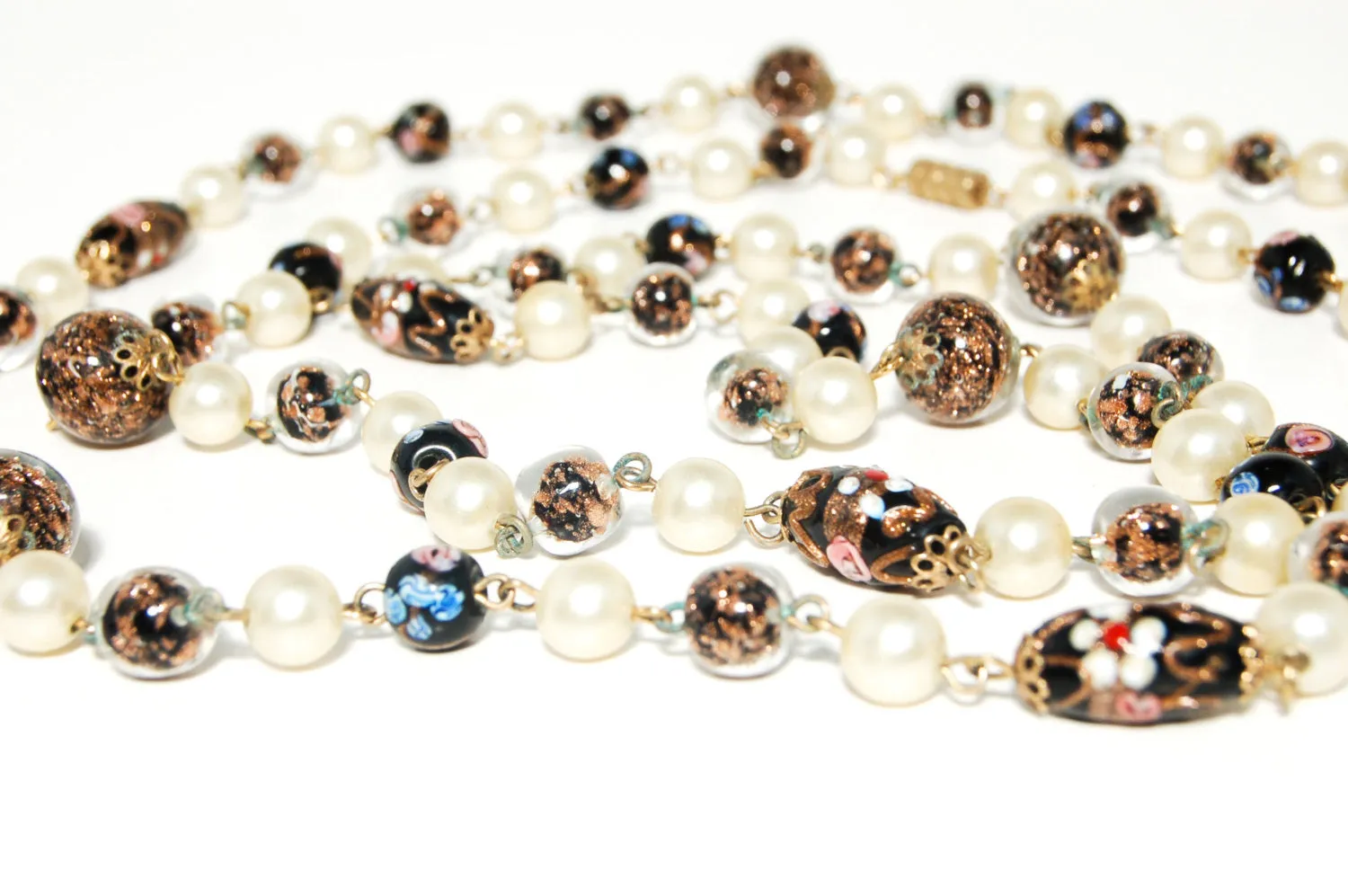 Venetian Wedding Cake Bead Long Necklace