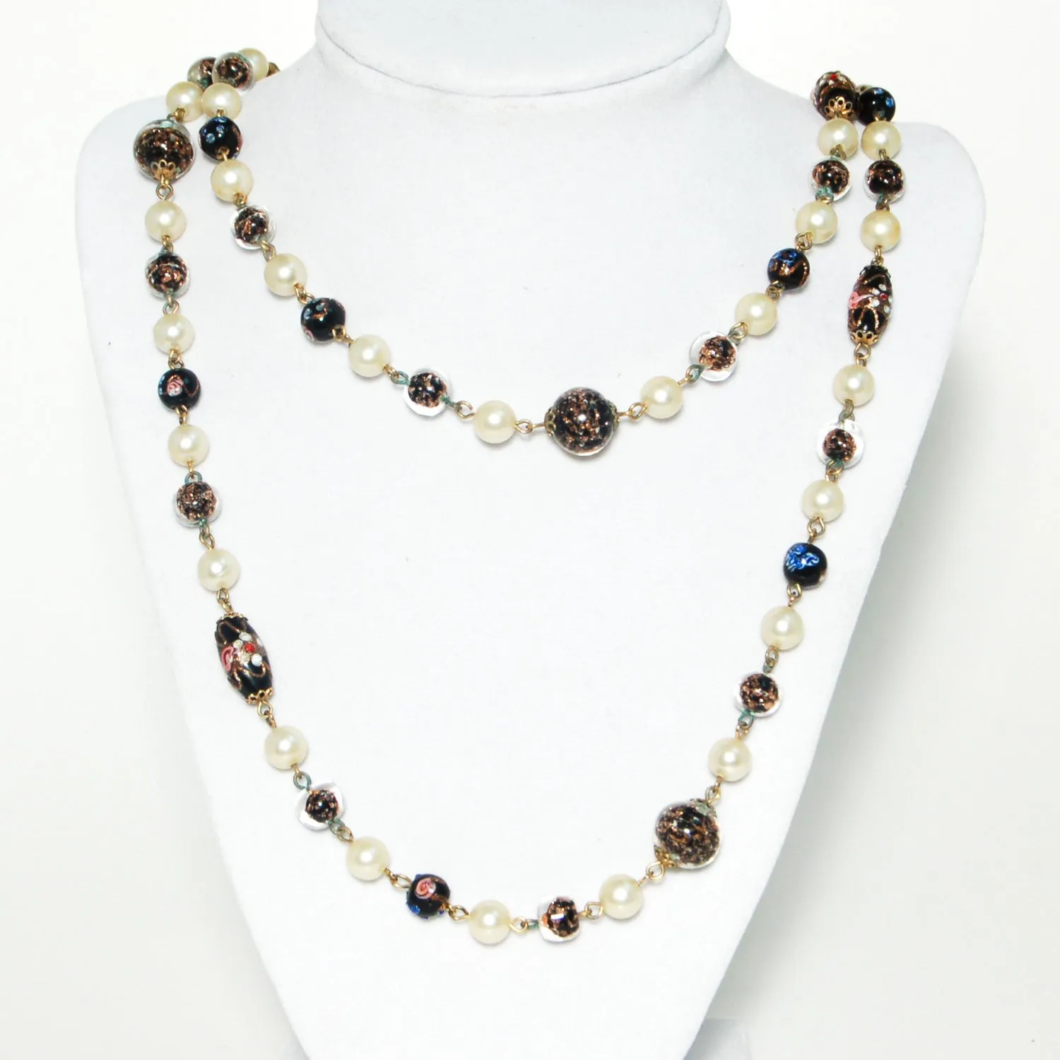 Venetian Wedding Cake Bead Long Necklace