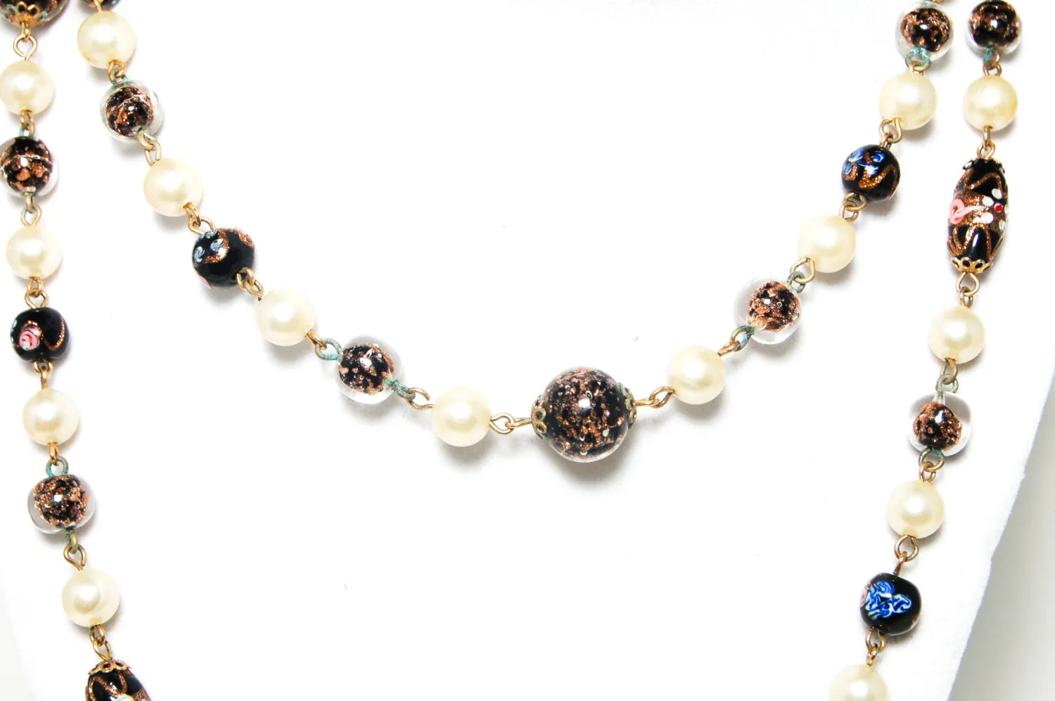 Venetian Wedding Cake Bead Long Necklace