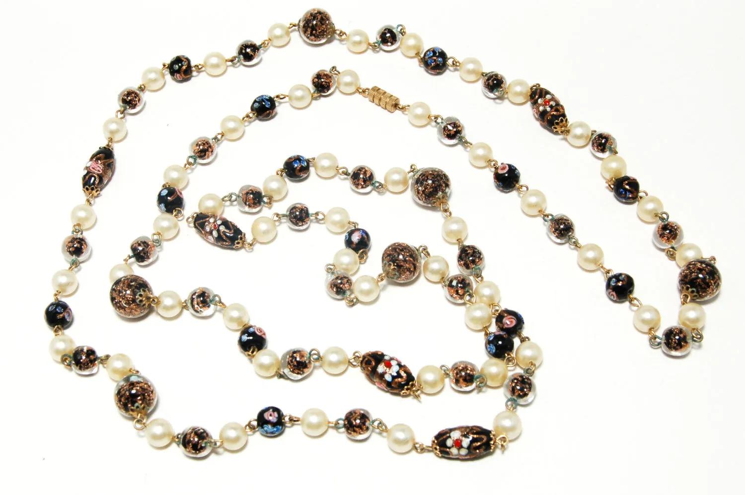 Venetian Wedding Cake Bead Long Necklace