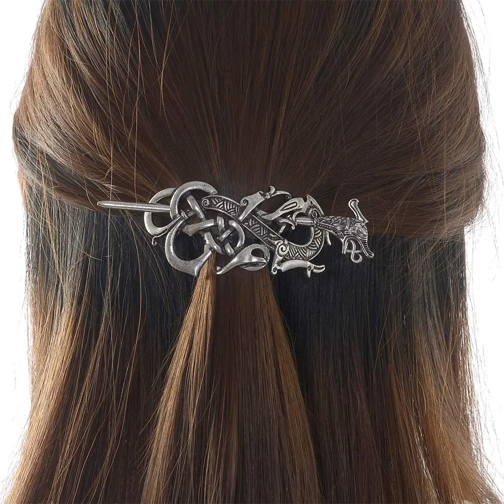 Viking Dragon Hair Hairpins Clips- Norse Celtic Knot Hair Accessories Hair Slide Hair Barrettes Irish Hair Decor for Long Hair Jewelry Braids Hair Stick With Dragon Design