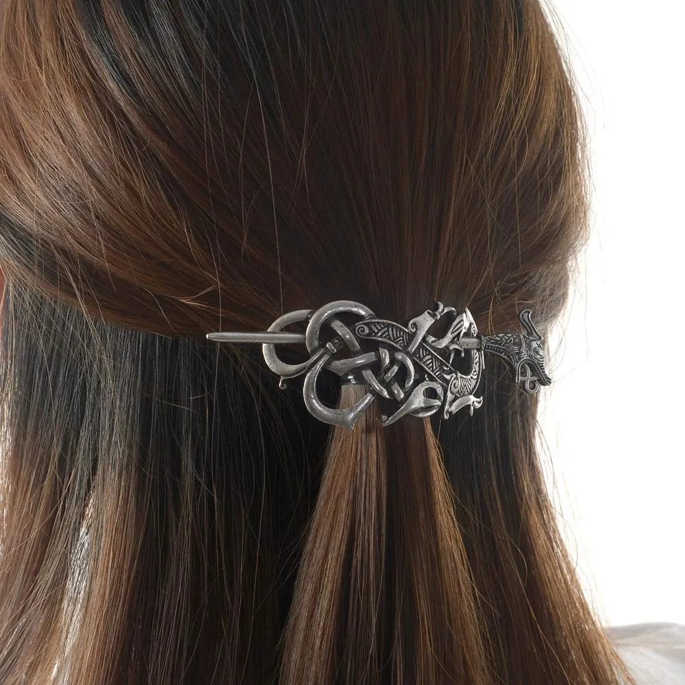Viking Dragon Hair Hairpins Clips- Norse Celtic Knot Hair Accessories Hair Slide Hair Barrettes Irish Hair Decor for Long Hair Jewelry Braids Hair Stick With Dragon Design