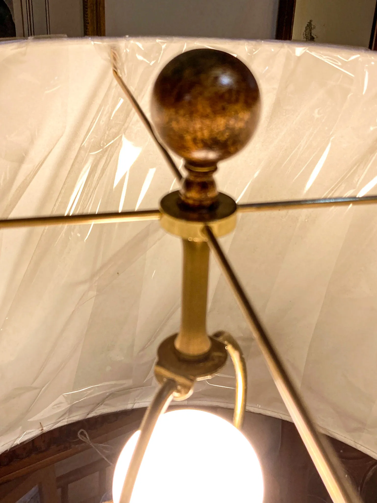 Vintage 1960s Gilded Lotus Flower Marbro Lamp Co. Tall Table Lamp