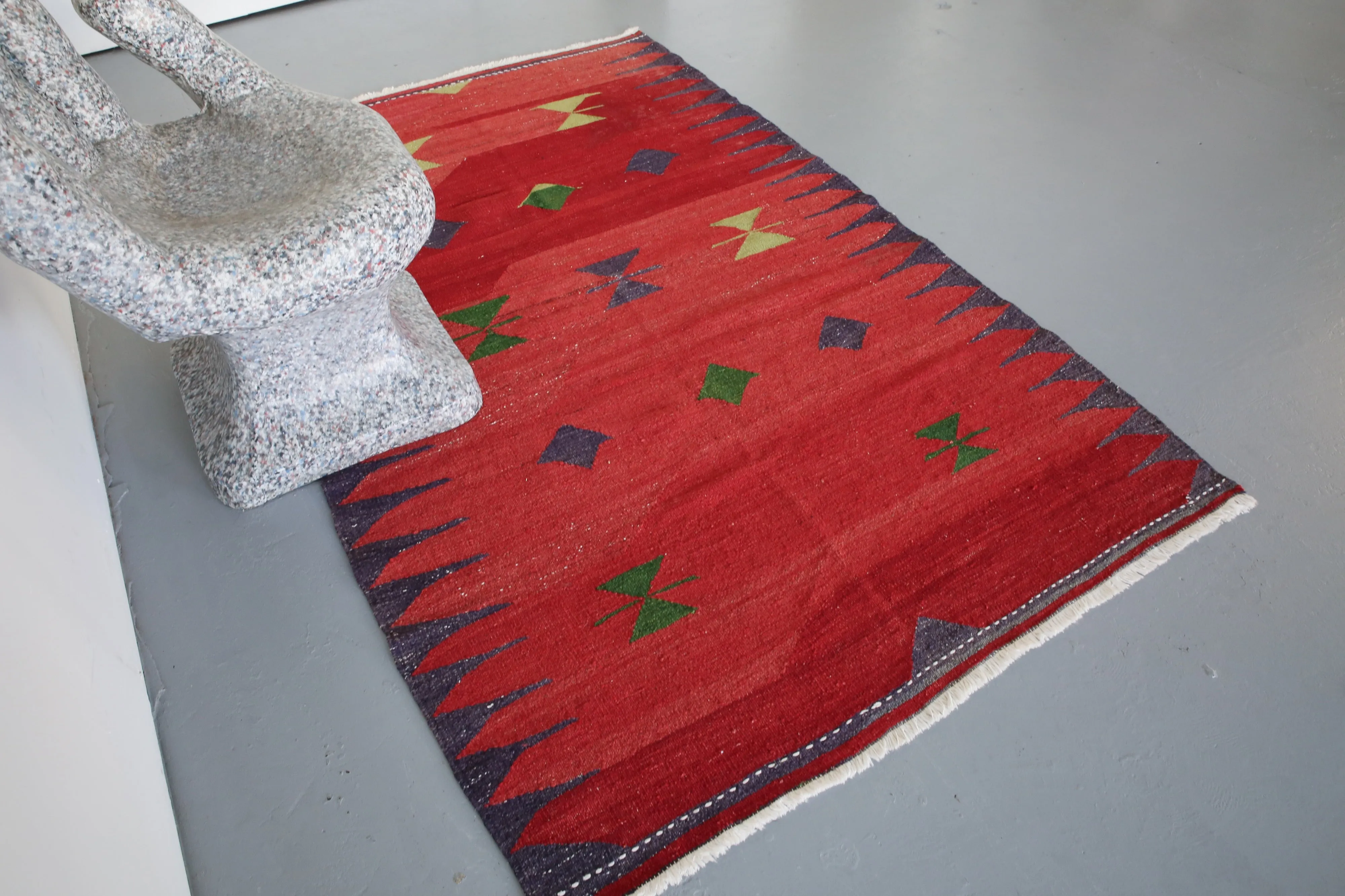 Vintage Bodrum Bos Kilim Rug 4.6x7.5ft