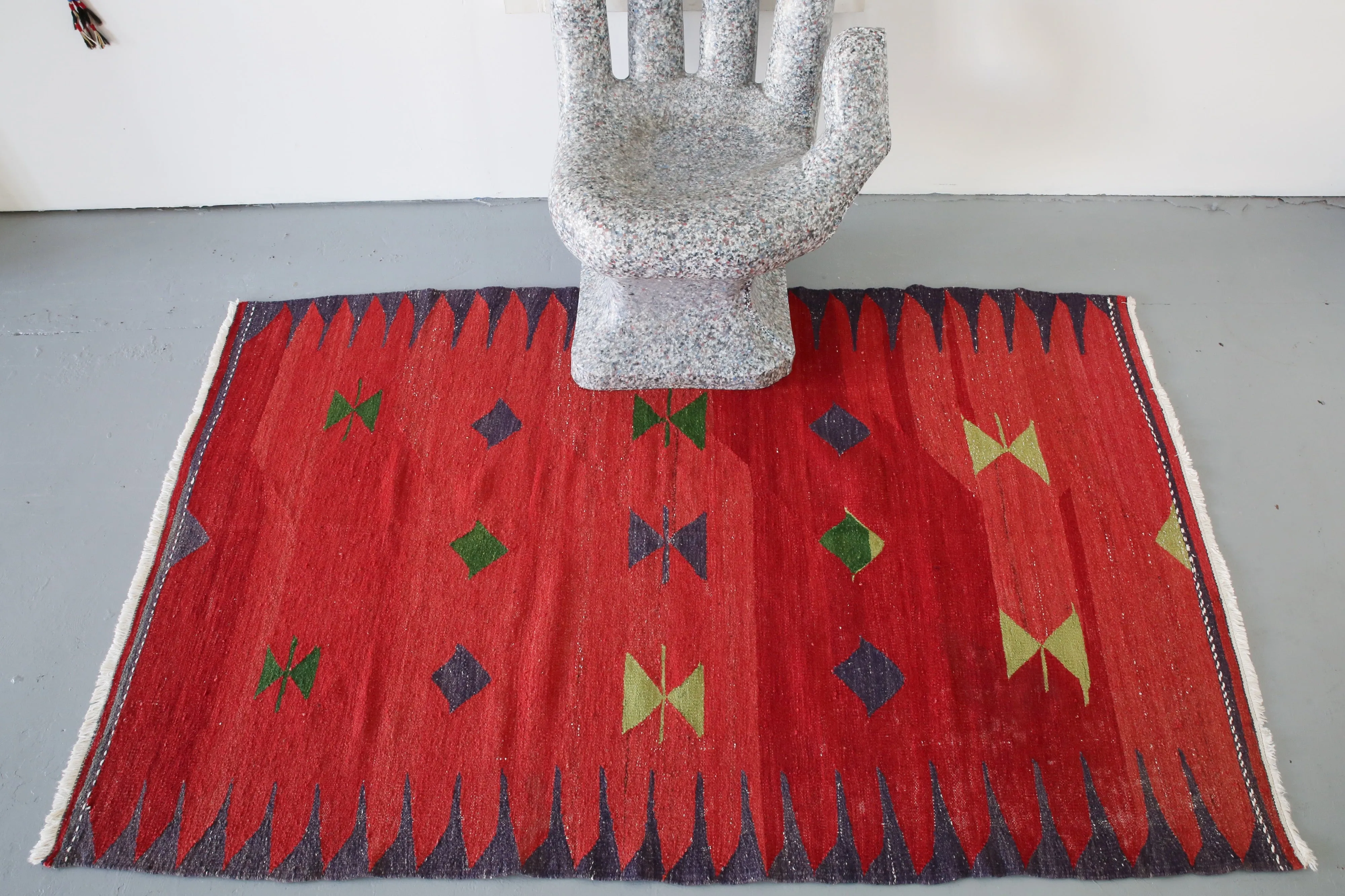 Vintage Bodrum Bos Kilim Rug 4.6x7.5ft