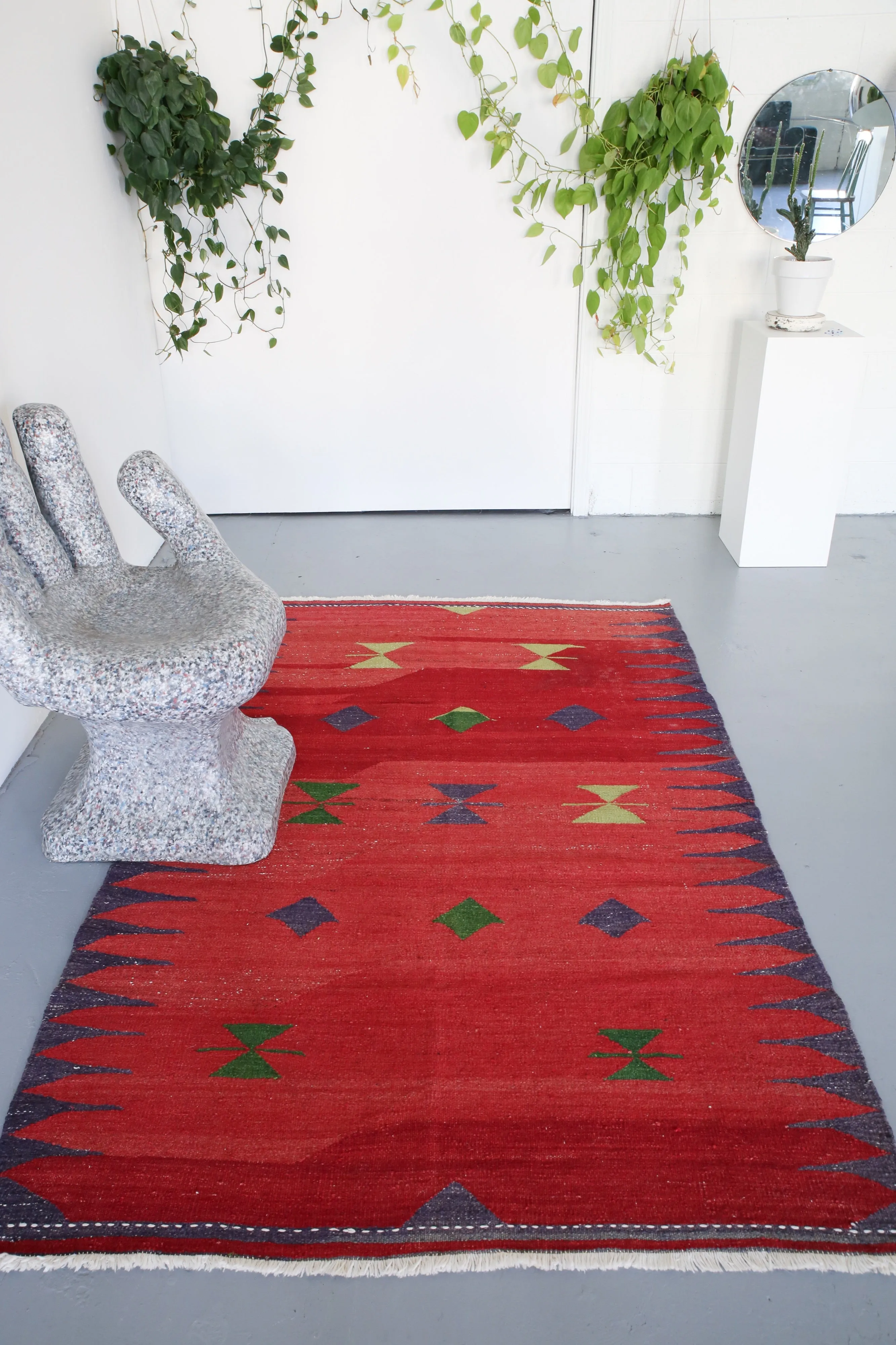 Vintage Bodrum Bos Kilim Rug 4.6x7.5ft