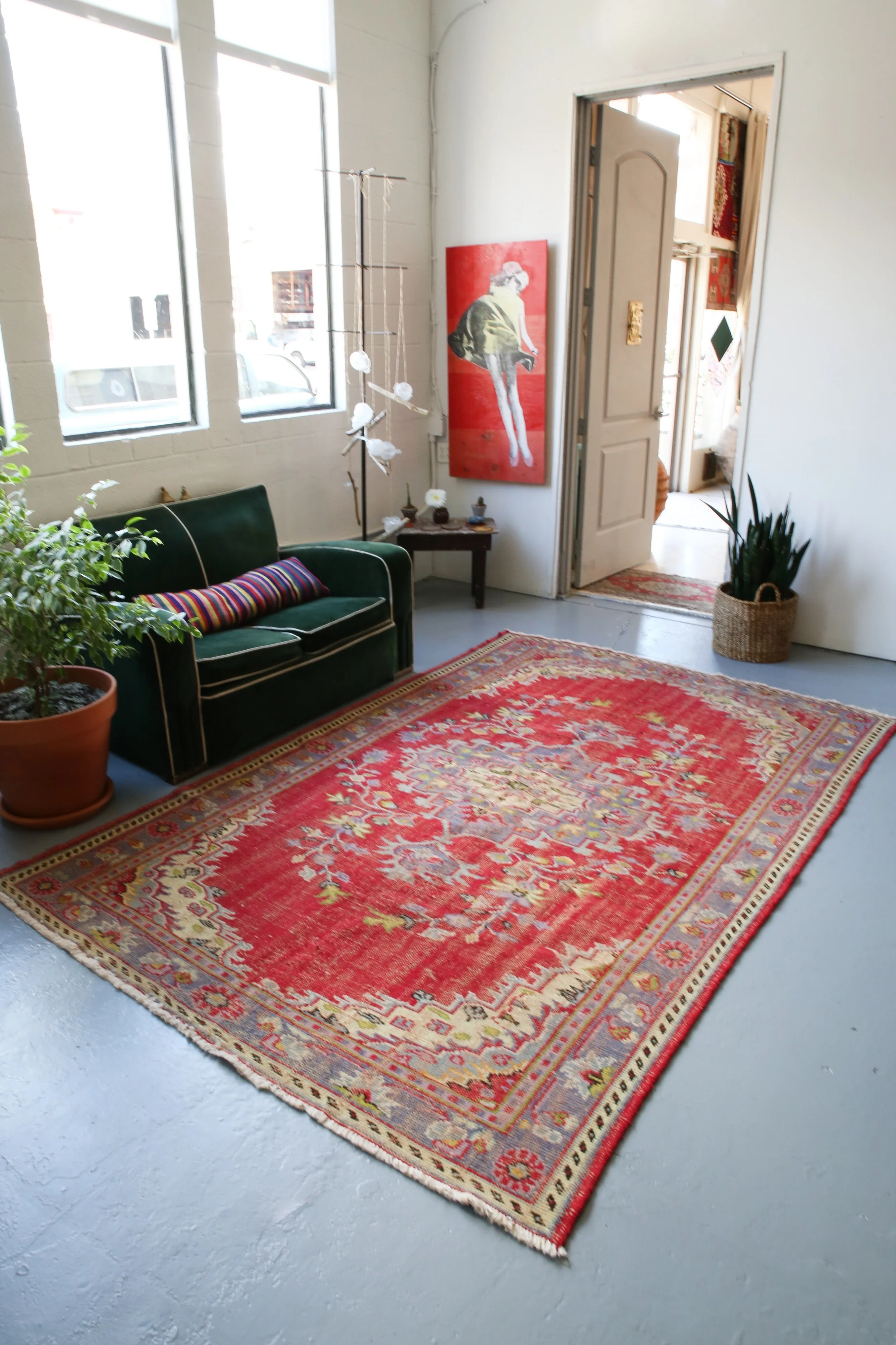 Vintage Demirci Oushak Rug 6ftx9ft