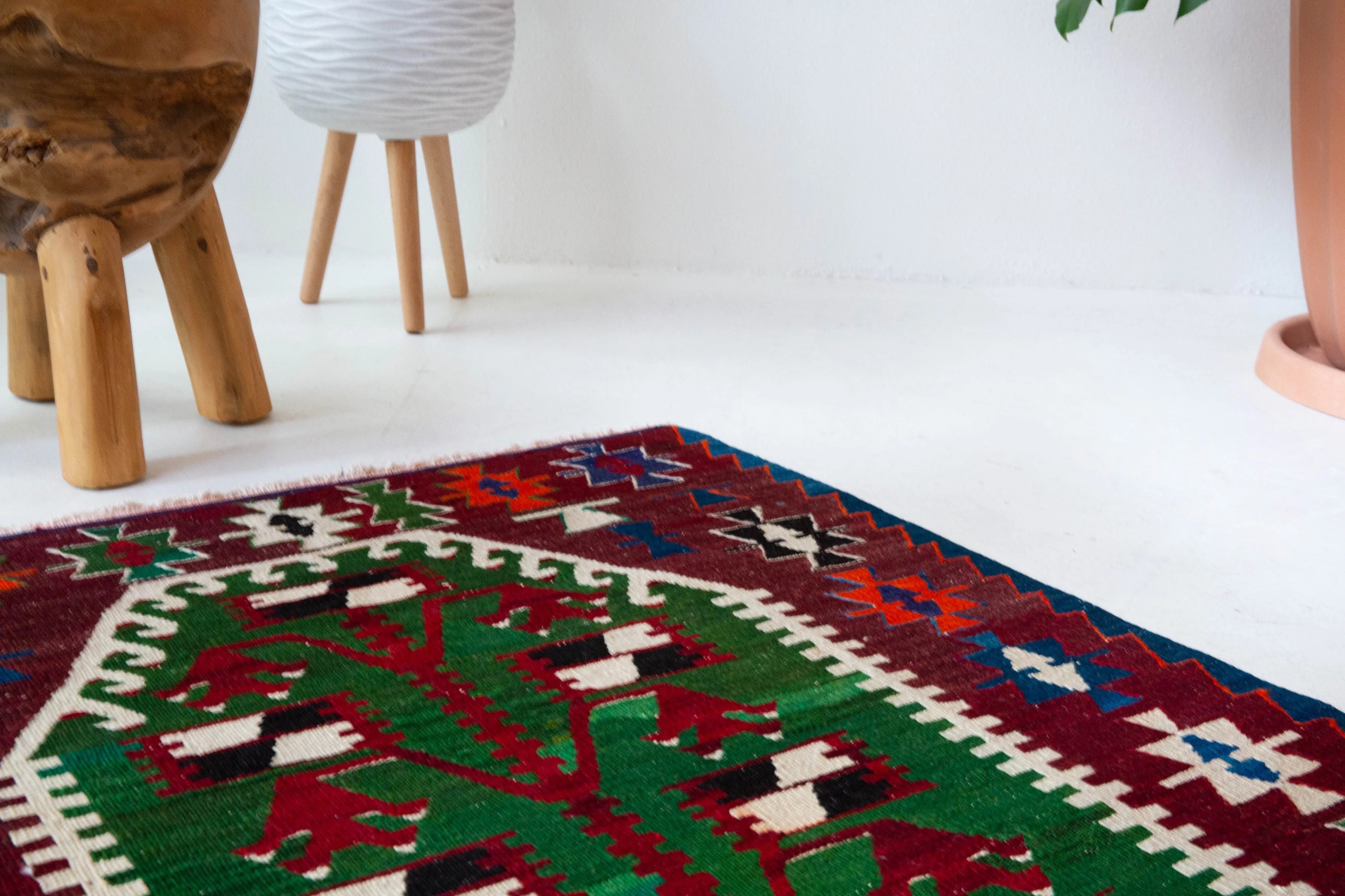 Vintage Fethiye Kilim Rug 3'2"x4'8"