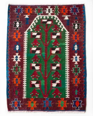 Vintage Fethiye Kilim Rug 3'2"x4'8"