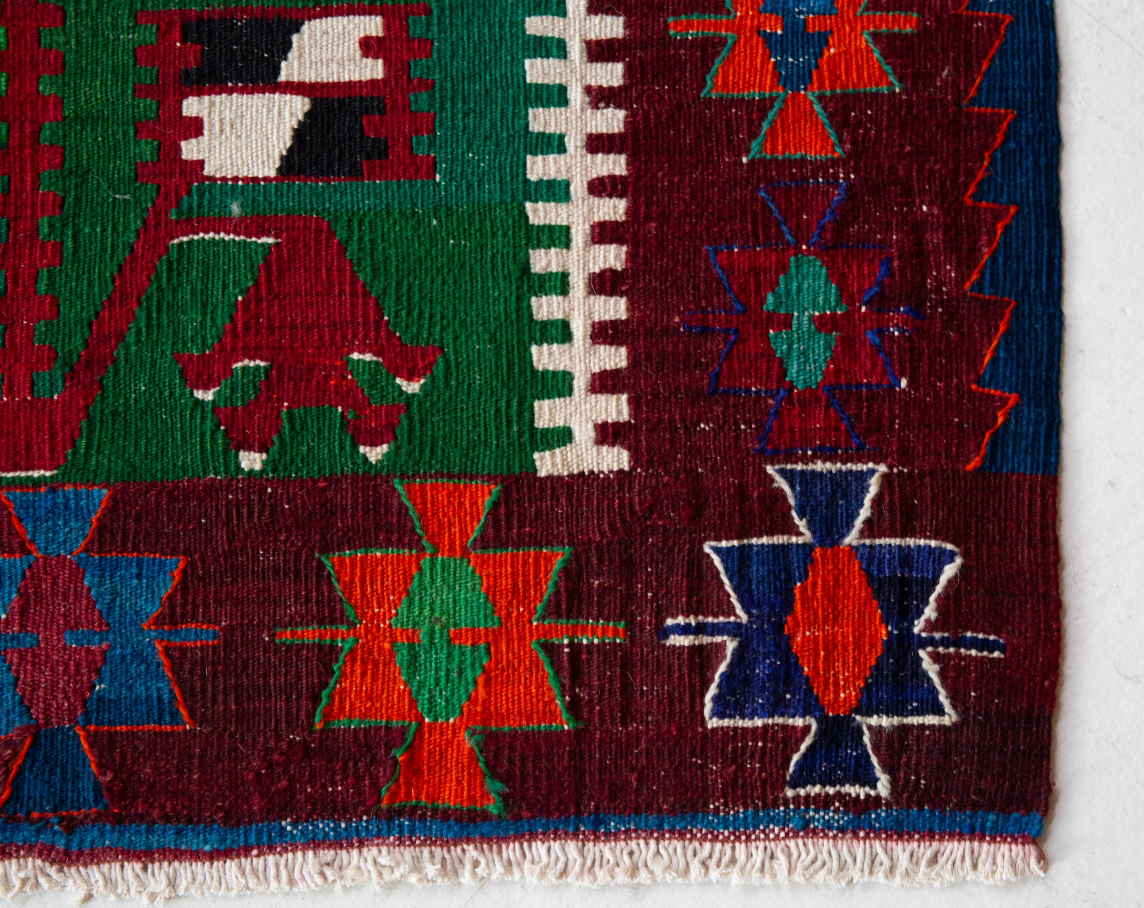 Vintage Fethiye Kilim Rug 3'2"x4'8"