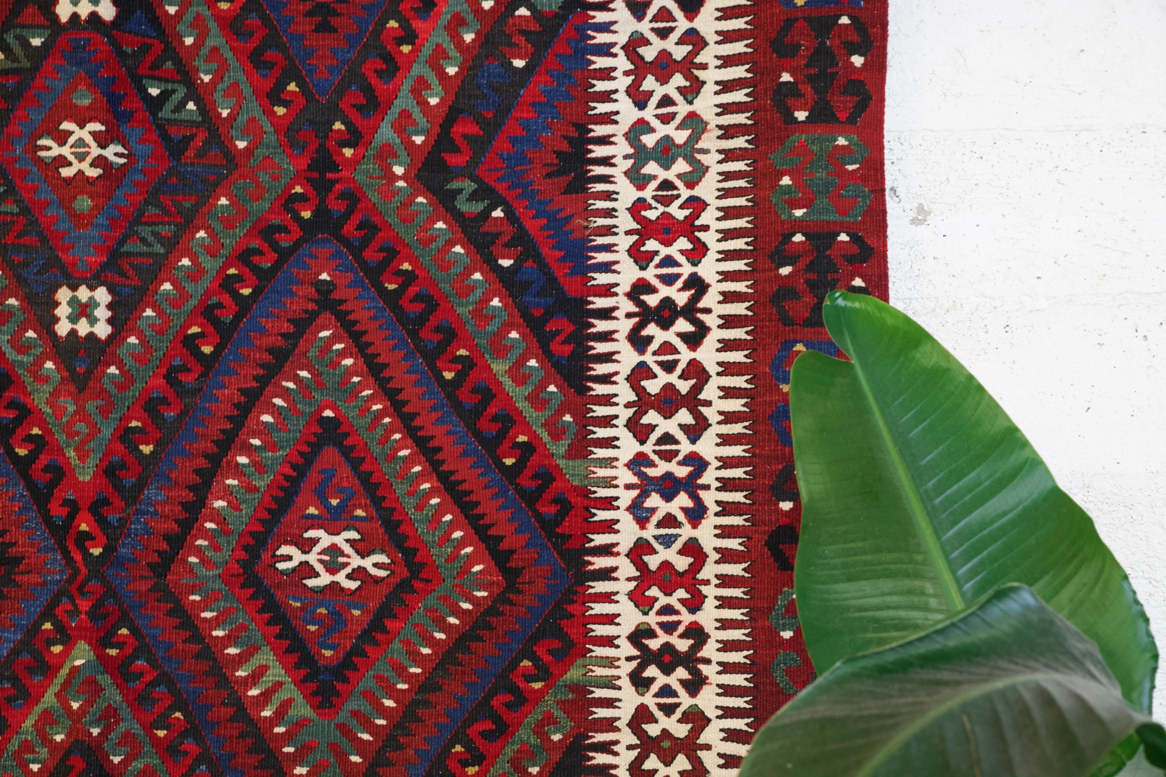 Vintage Fethiye Kilim Rug 5'4"x10'