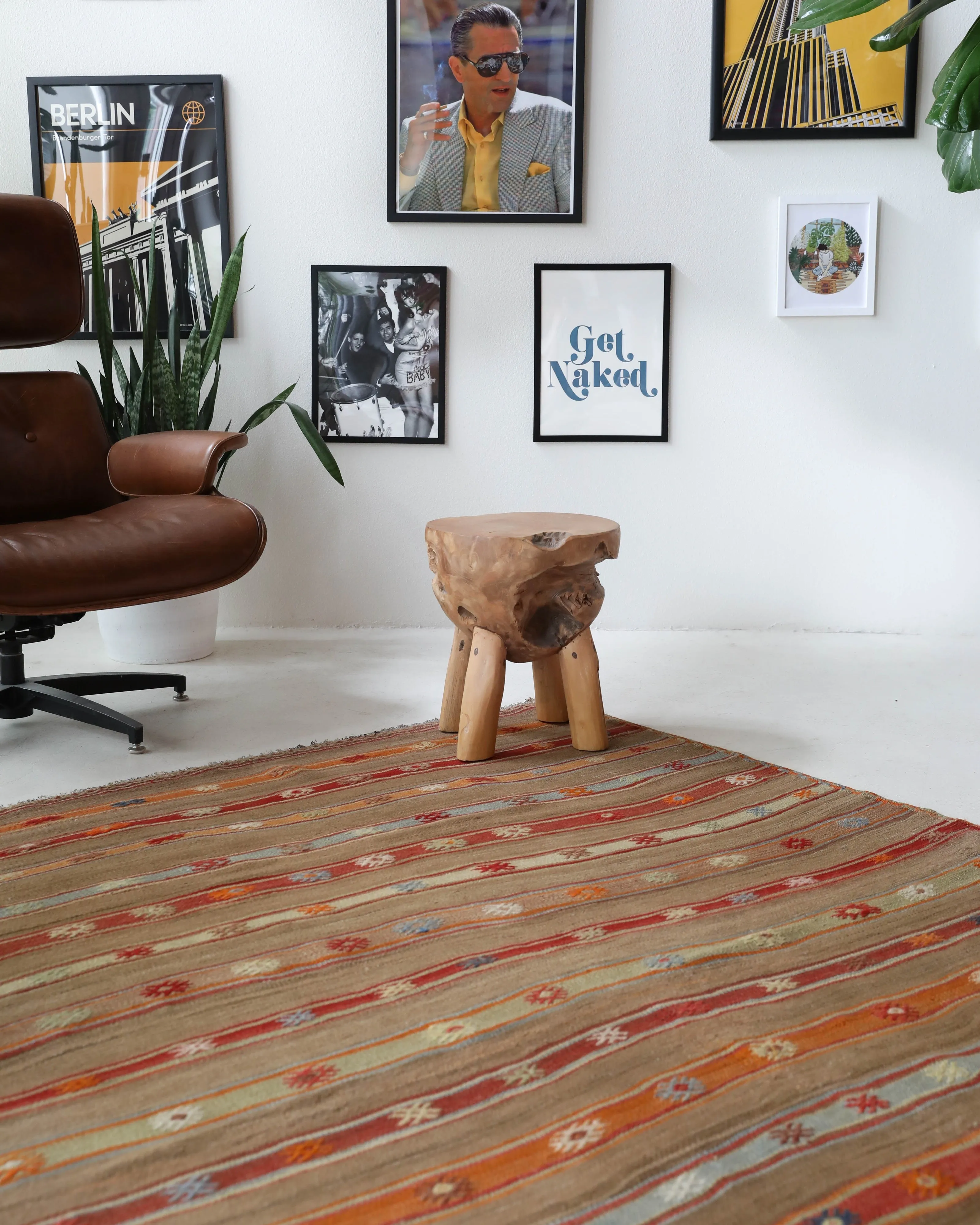 Vintage Fethiye Kilim Rug 5'7"x7'7"