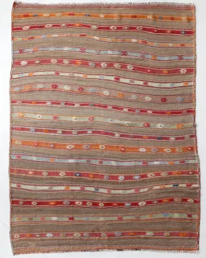 Vintage Fethiye Kilim Rug 5'7"x7'7"