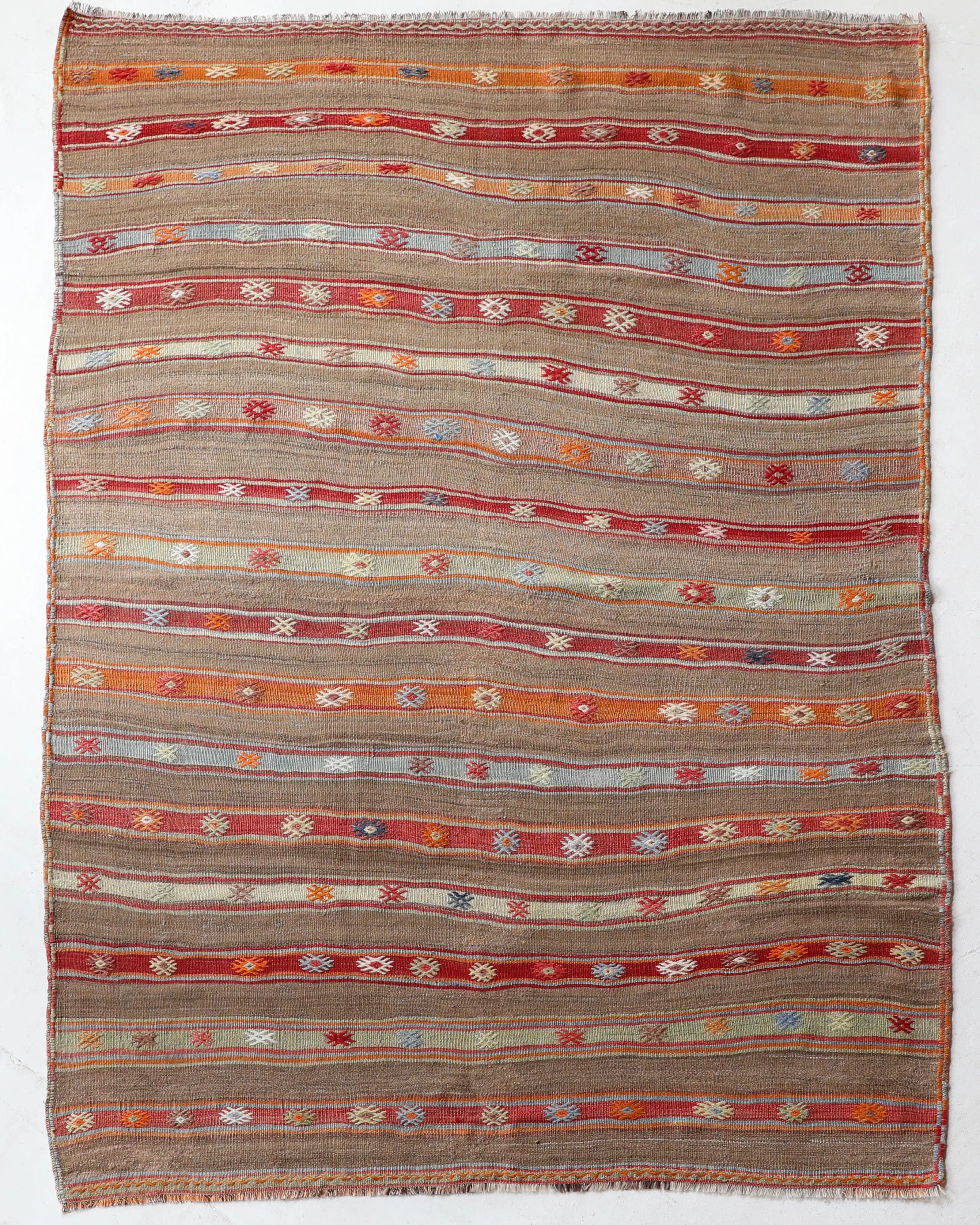 Vintage Fethiye Kilim Rug 5'7"x7'7"