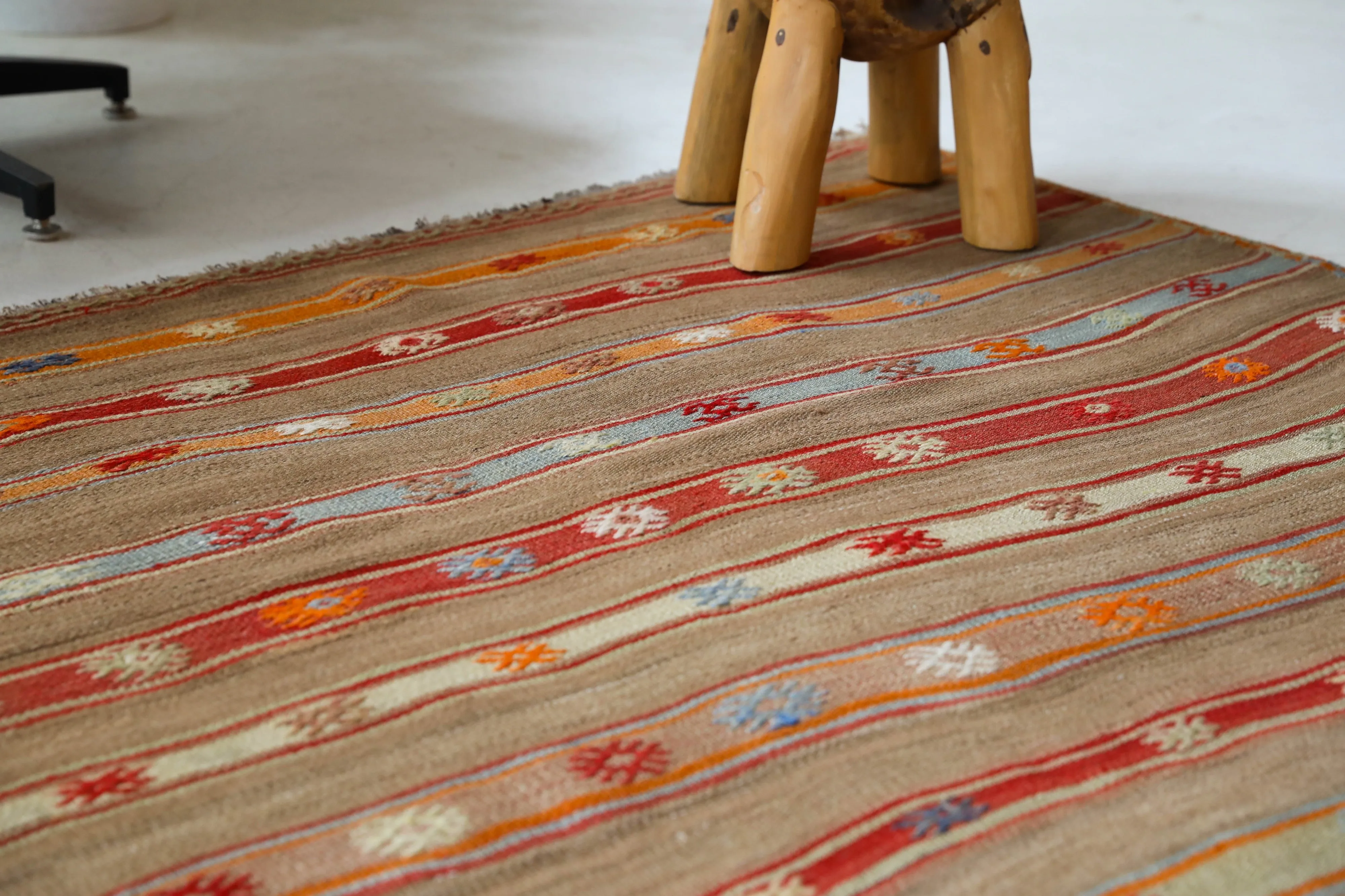 Vintage Fethiye Kilim Rug 5'7"x7'7"