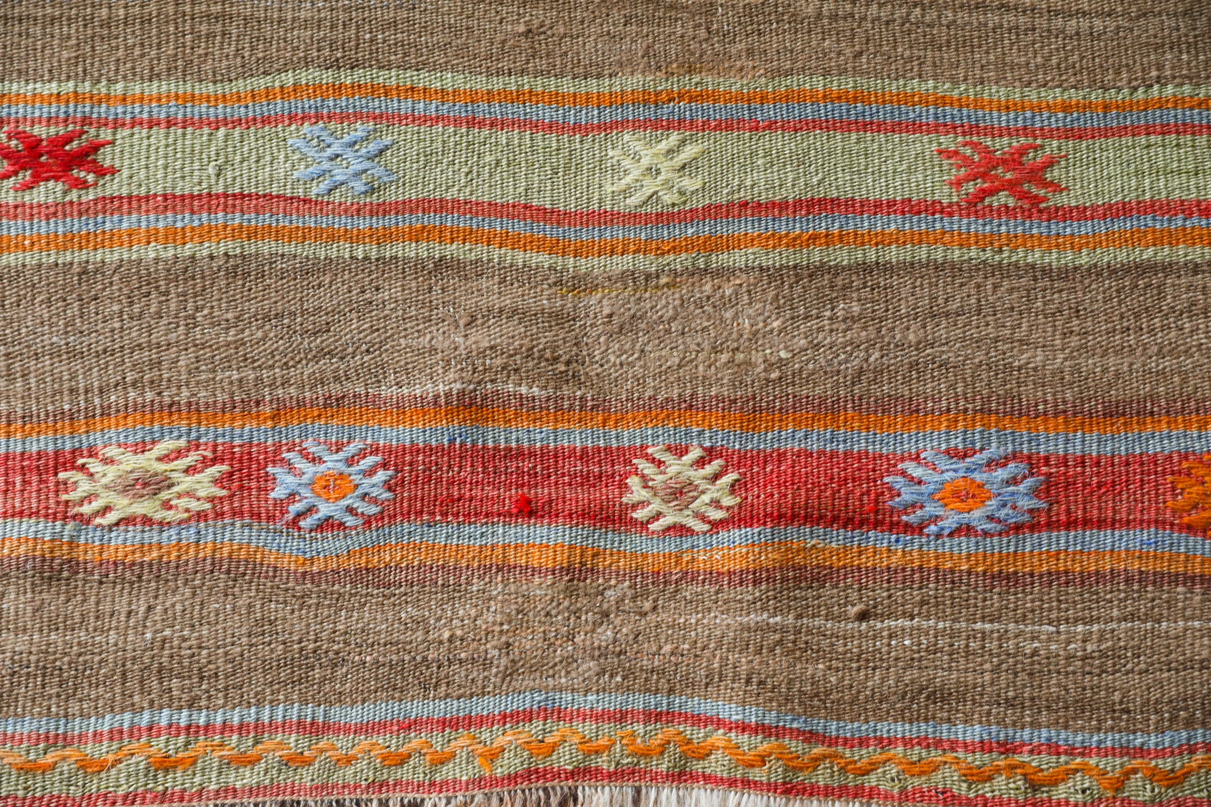 Vintage Fethiye Kilim Rug 5'7"x7'7"
