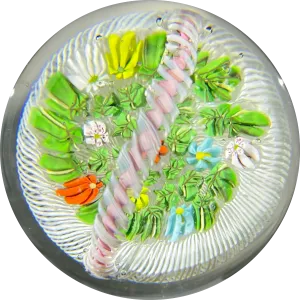 Vintage Murano Basket of Millefiori Flowers and leaf Murrine