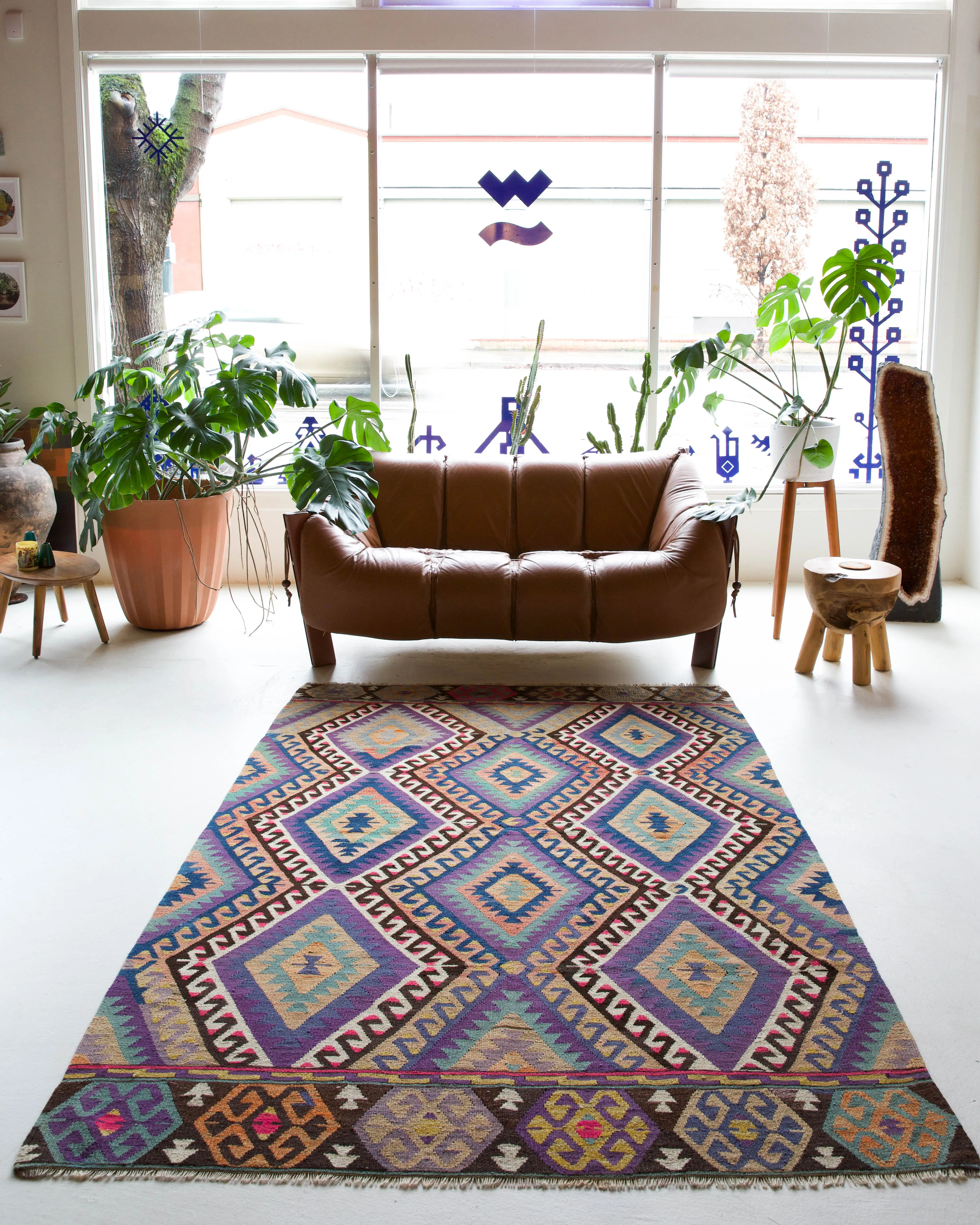 Vintage Oushak Kilim Rug 5'4"x8'