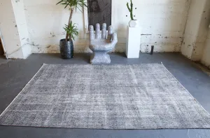 Vintage Overdyed Isparta Rug in Silver 6.9ftx9.7ft