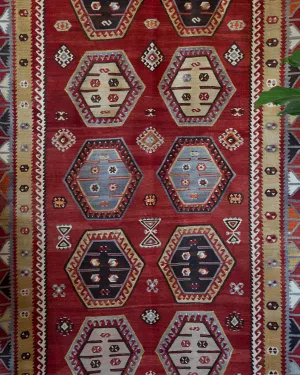 Vintage Sivas Sarkisla Kilim Rug 5'6"x12'