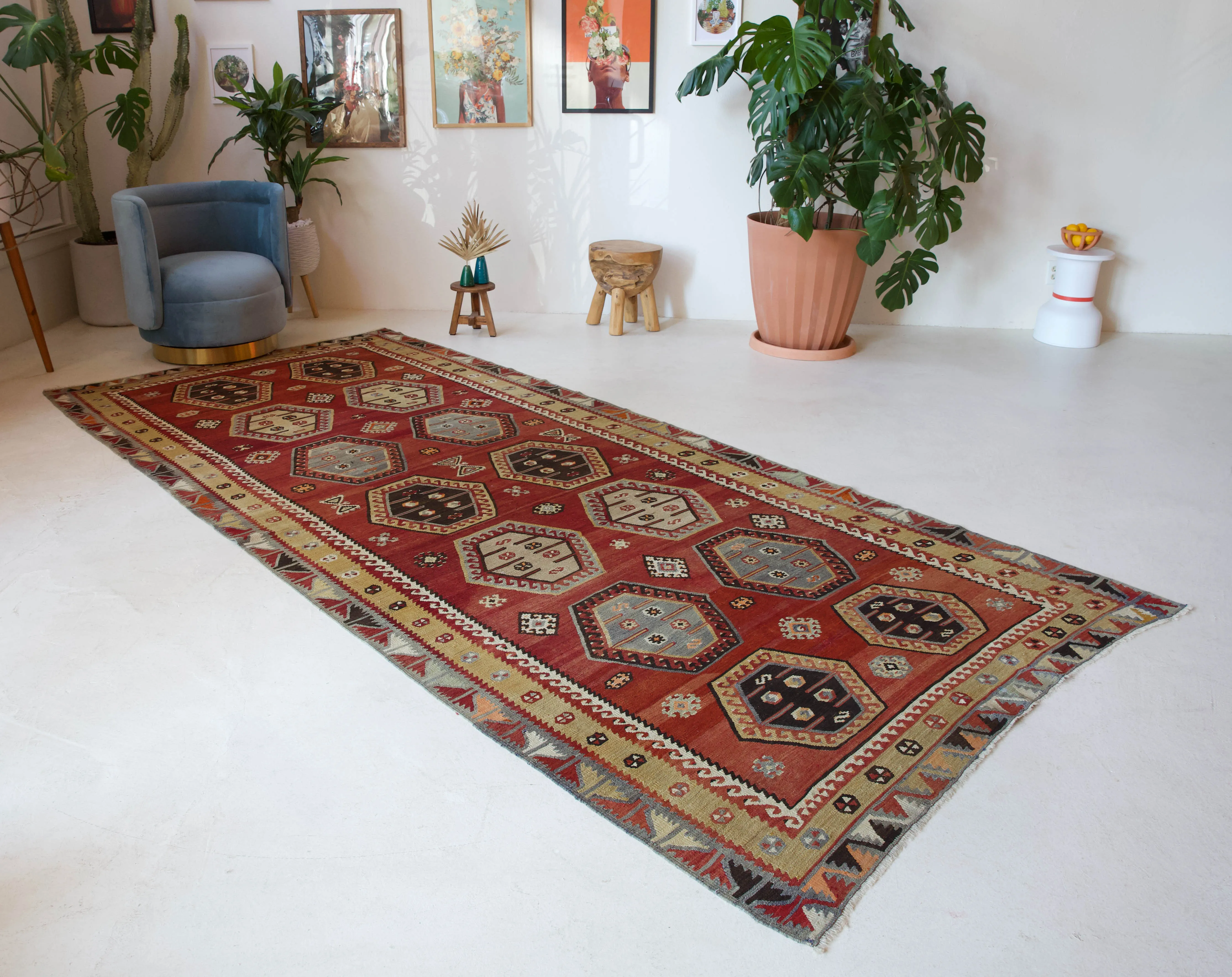 Vintage Sivas Sarkisla Kilim Rug 5'6"x12'
