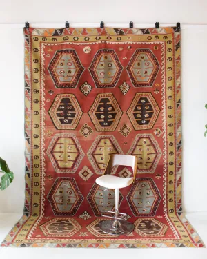 Vintage Sivas Sarkisla Kilim Rug 7'7"x11'9"