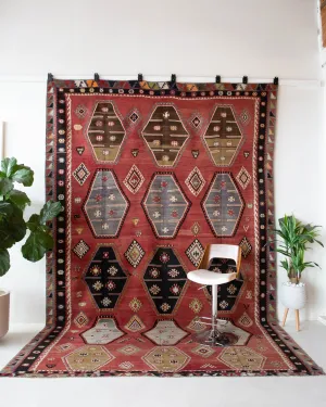 Vintage Sivas Sarkisla Kilim Rug 8'5"x12'6"
