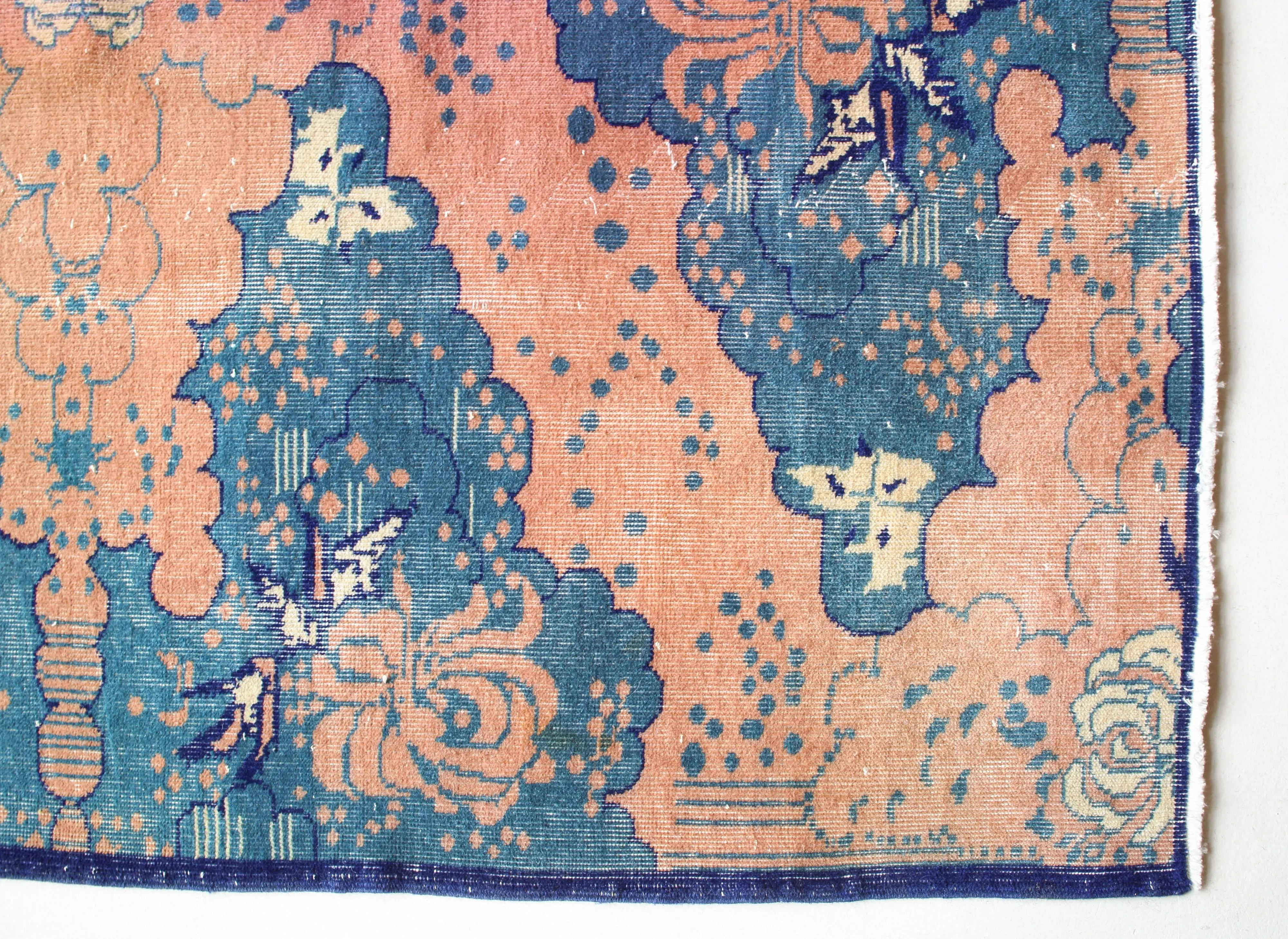 Vintage Turkish Art Deco Rug 5'10"x7'6"
