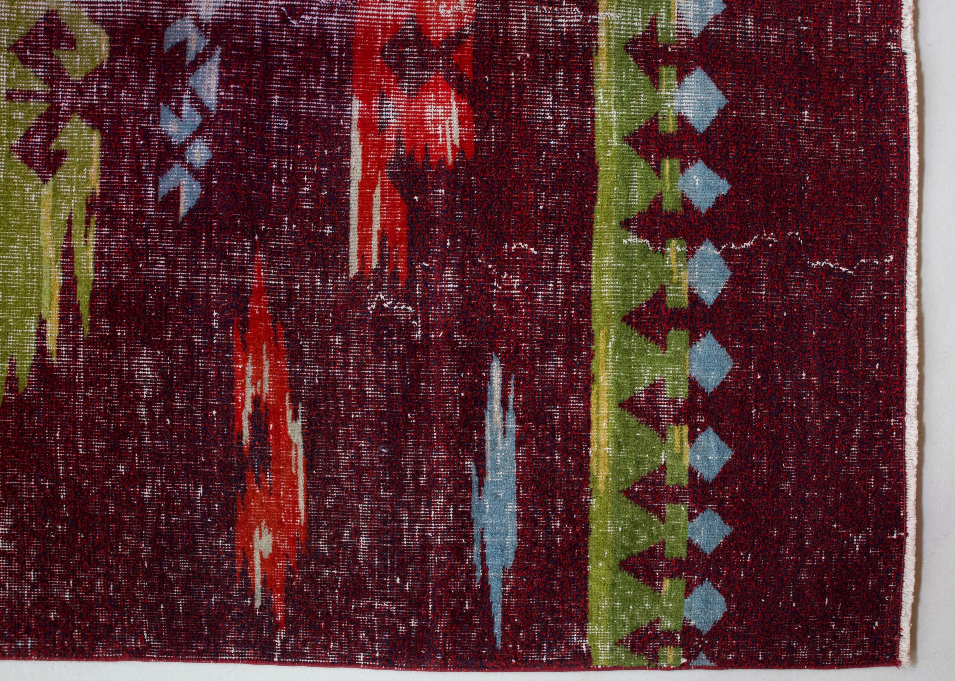 Vintage Turkish Art Deco Rug 5'x8"