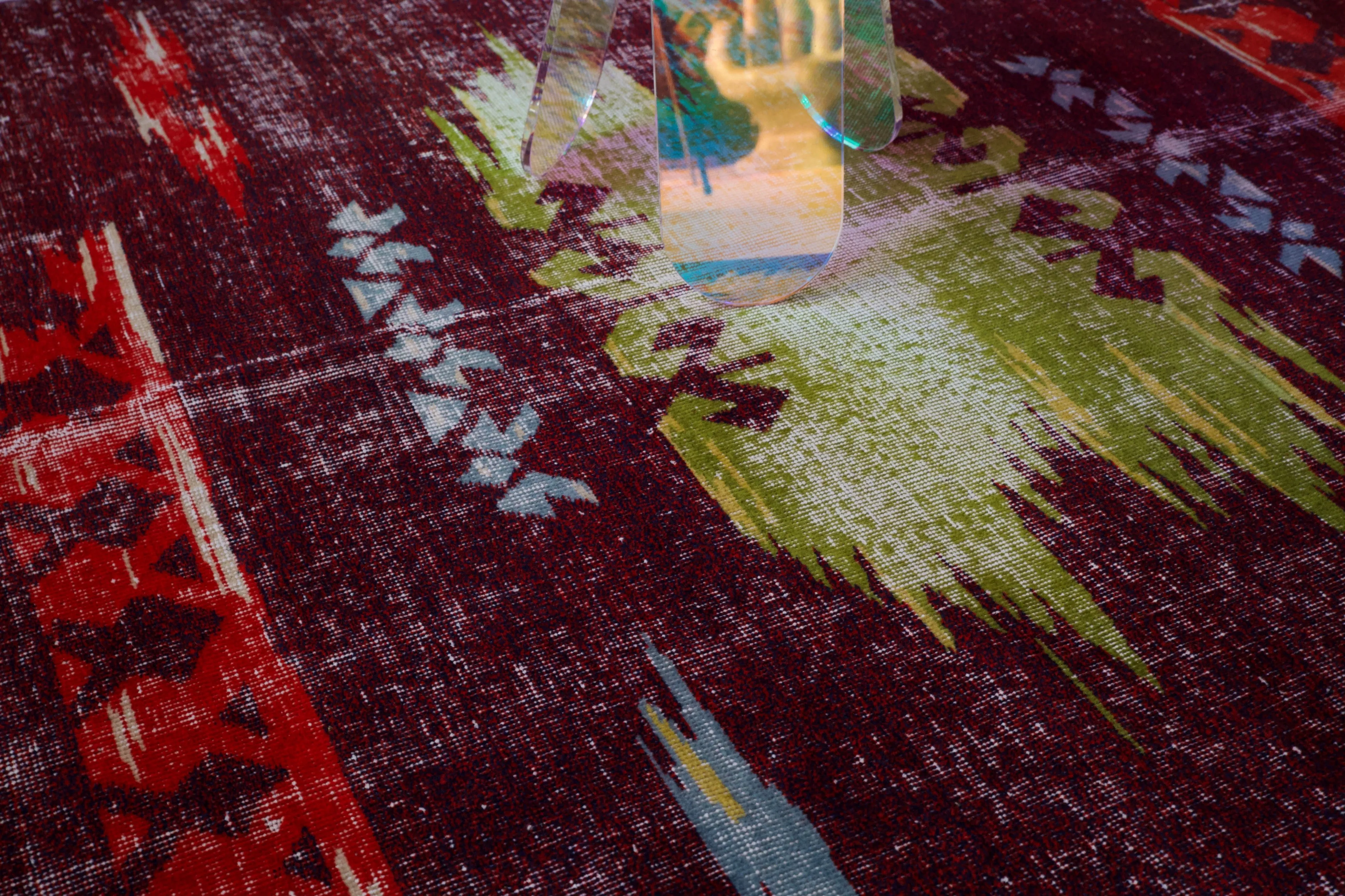 Vintage Turkish Art Deco Rug 5'x8"