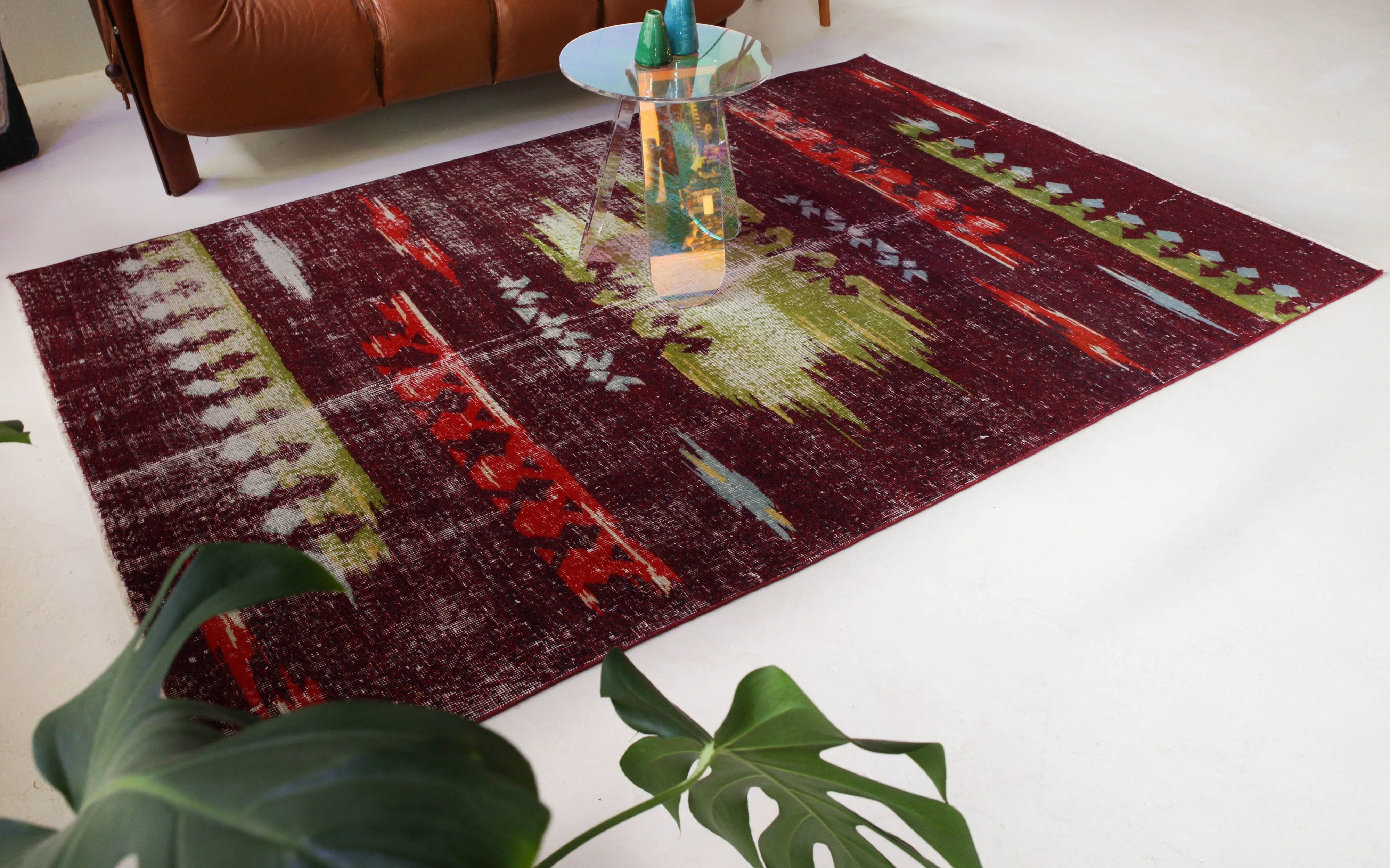 Vintage Turkish Art Deco Rug 5'x8"