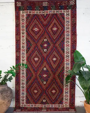 Vintage Turkish Fethiye Kilim Rug 5'4x10'