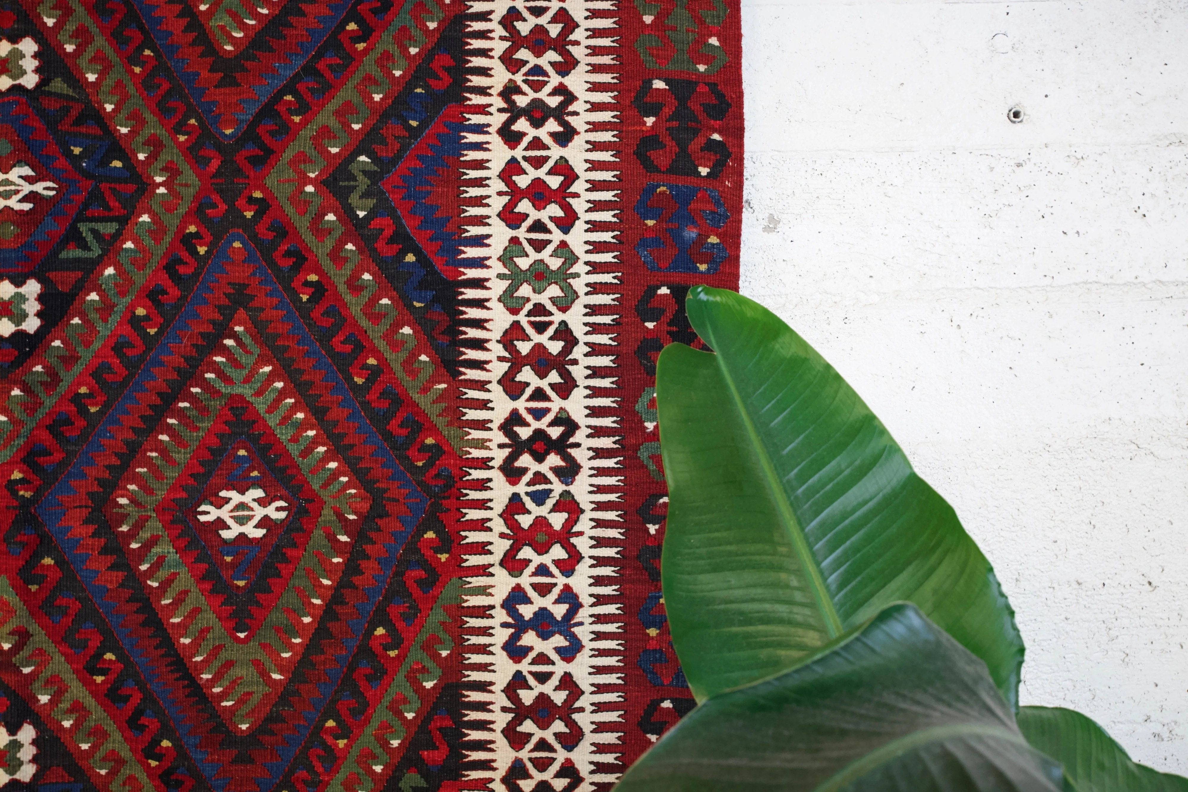 Vintage Turkish Fethiye Kilim Rug 5'4x10'